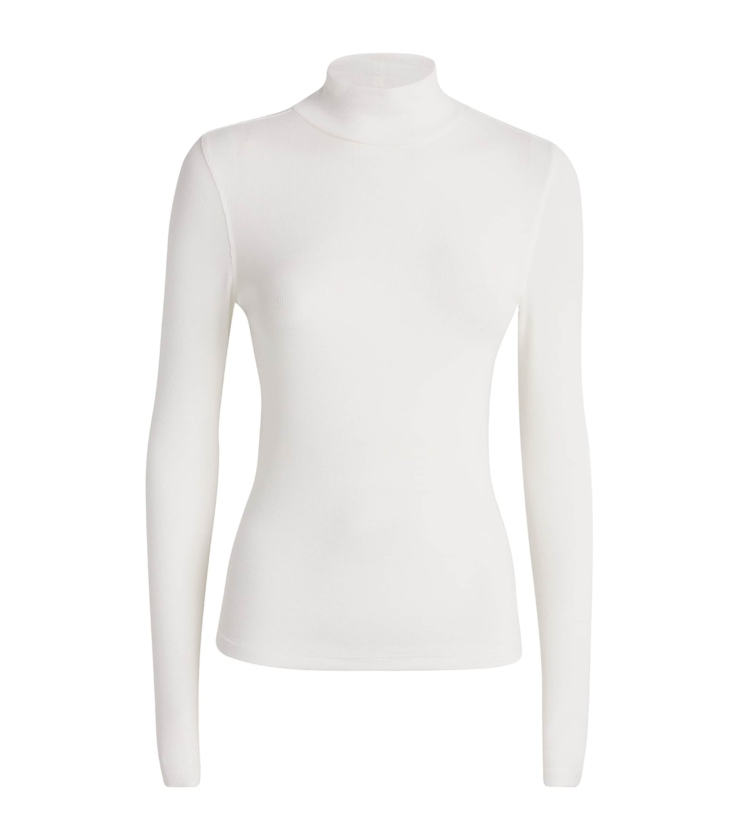 Frame Modal Ribbed Rollneck Sweater In White