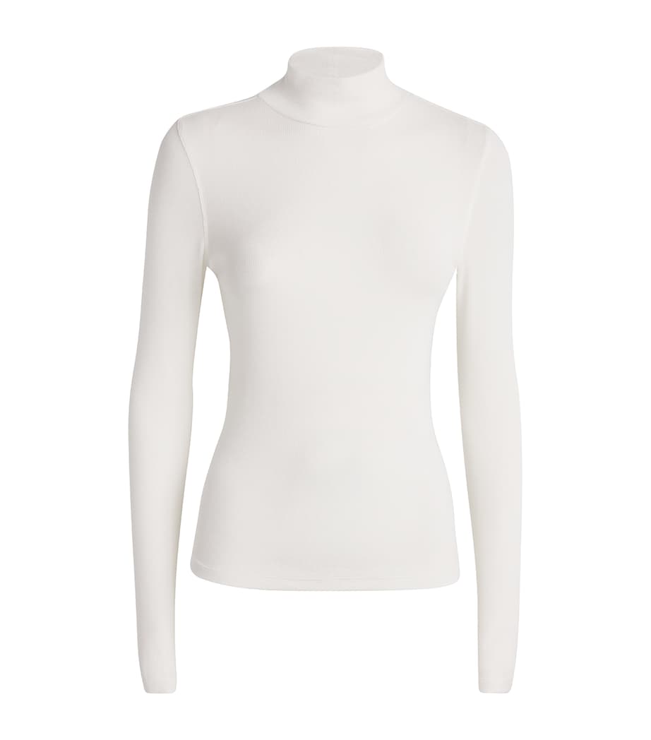 Modal Ribbed Rollneck Sweater WHITE Image 1