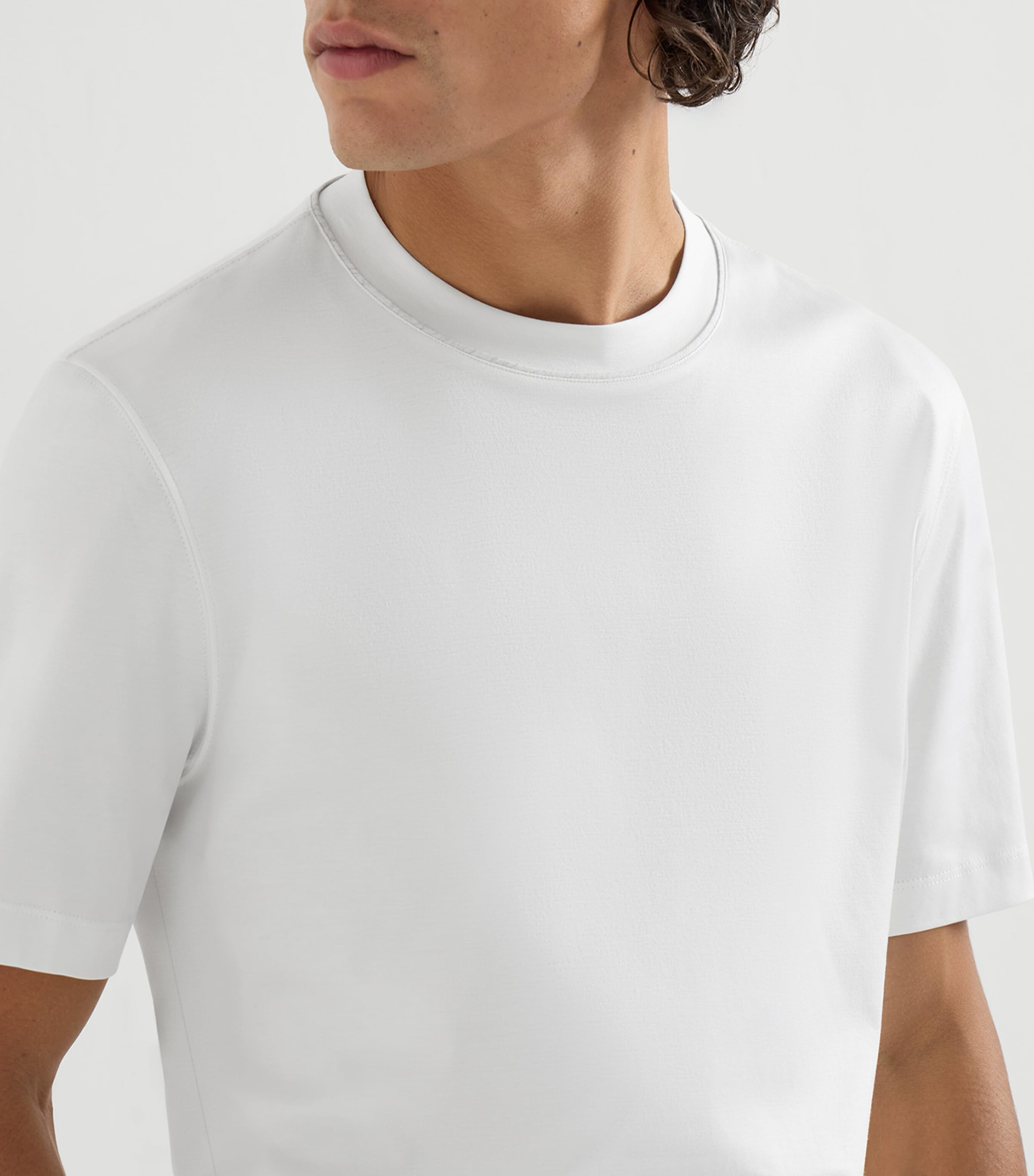 Brunello Cucinelli Mens Cotton Piped T-Shirt Image 6