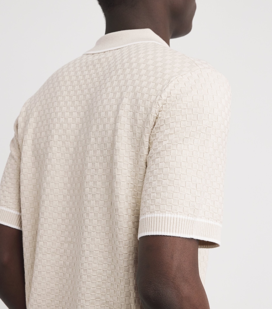 Cotton Chequerboard-Knit Shirt 5 - WHITE Image 6