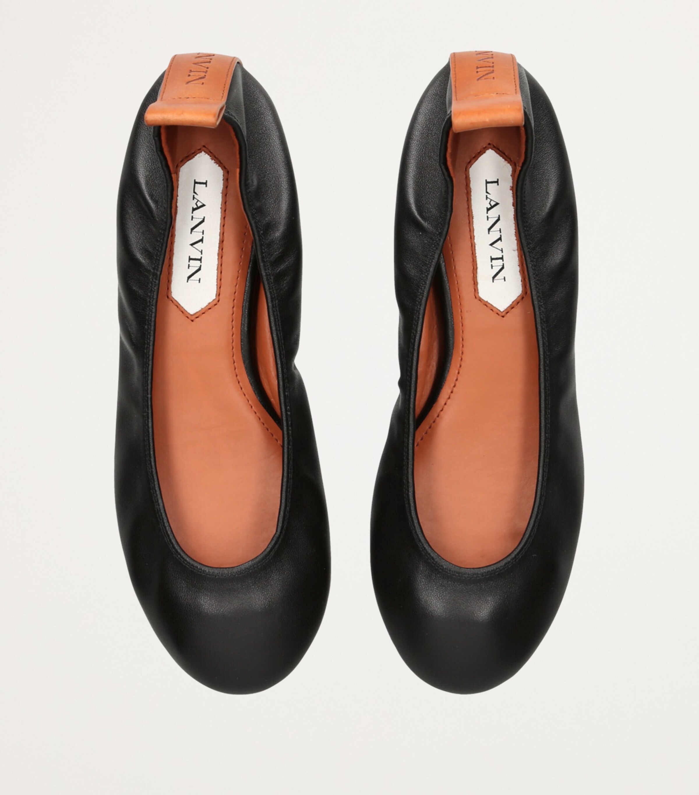 靴 LANVIN BALLET FLAT shoes LANVIN France Cognac Leather Patent Ballerina Flats Shoes