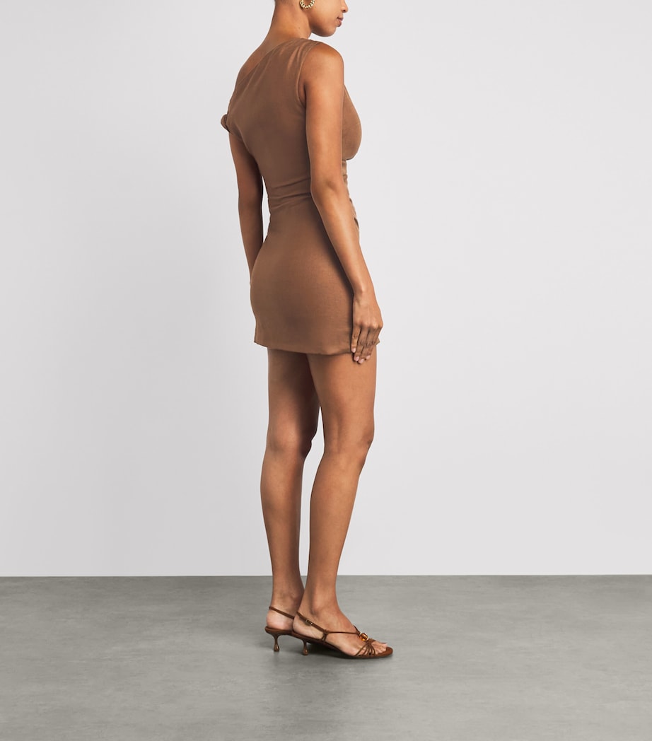 SIR. Womens Linen Tommy Mini Dress Chocolate Image 4