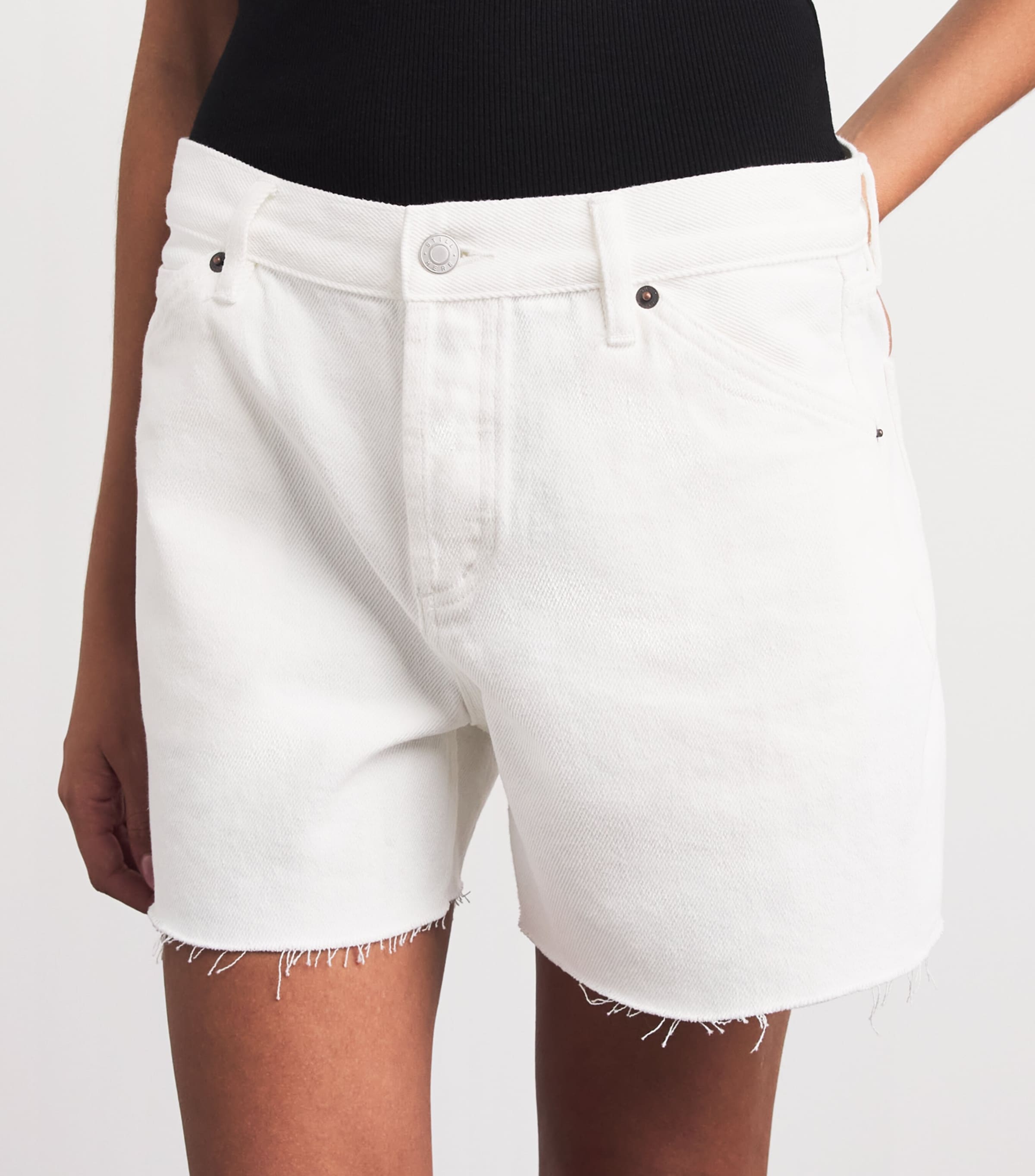 STILL HERE Womens Denim Shorts Milk Image 3