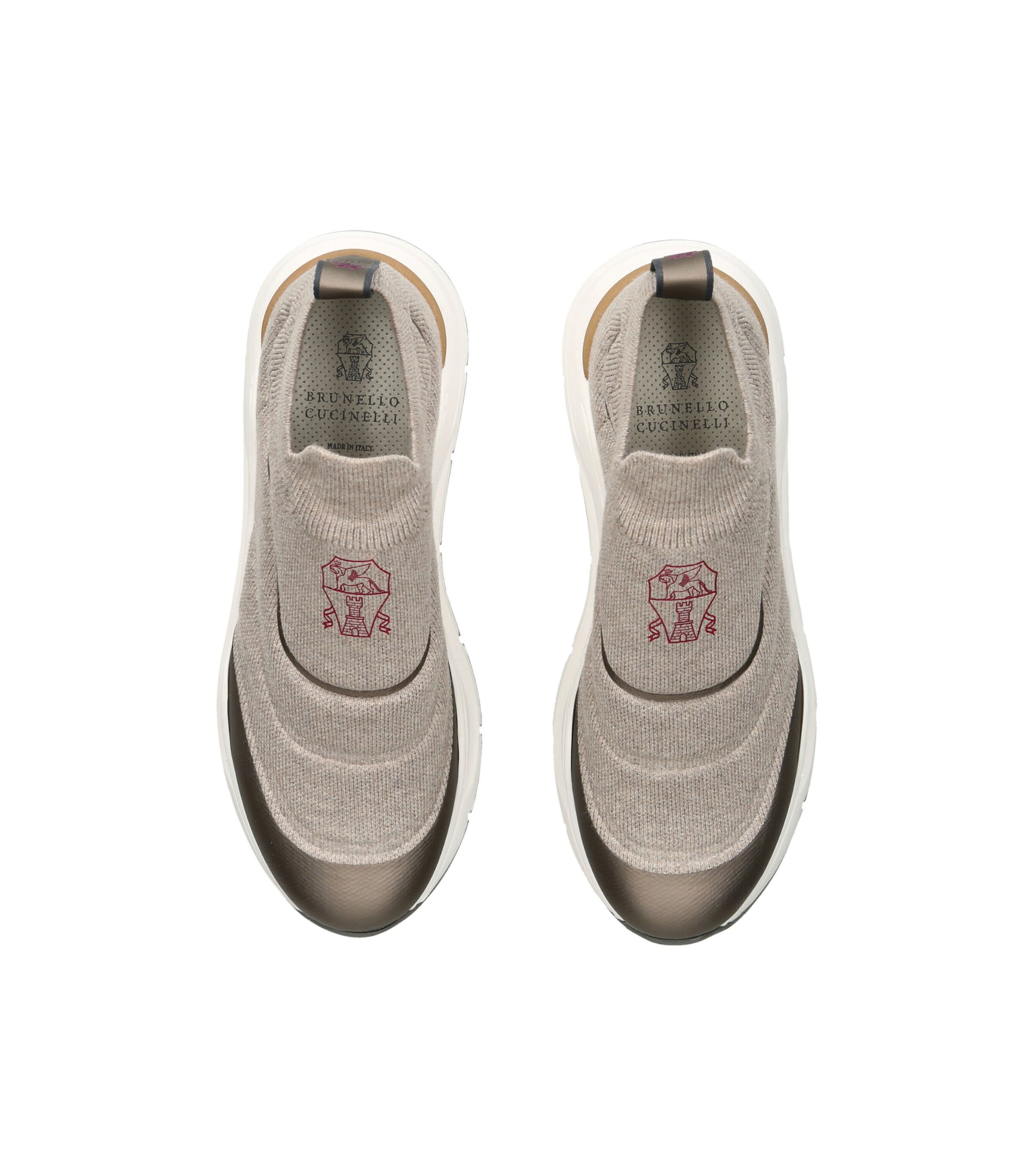 Brunello Cucinelli Kids Cotton Slip-On Sneakers Beige Comb Image 3