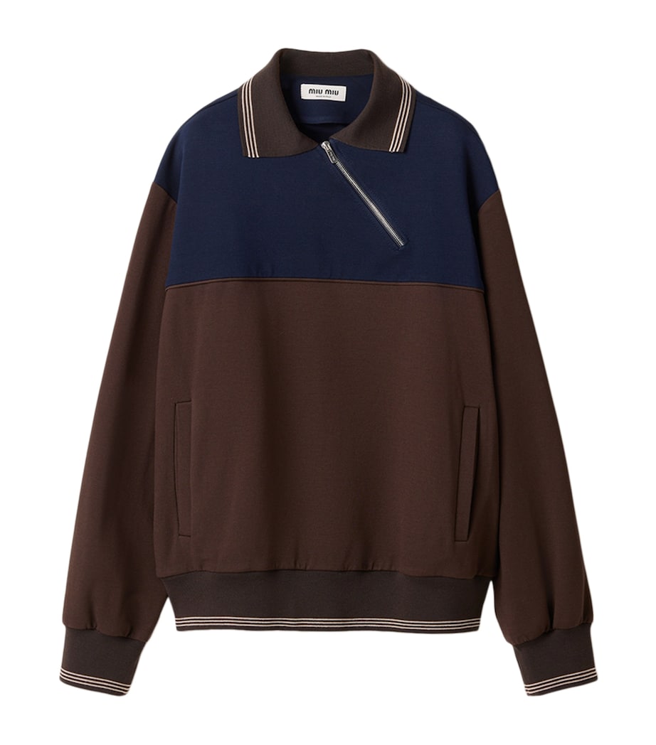 Asymmetric-Zip Polo Sweatshirt F0KGN Image 1