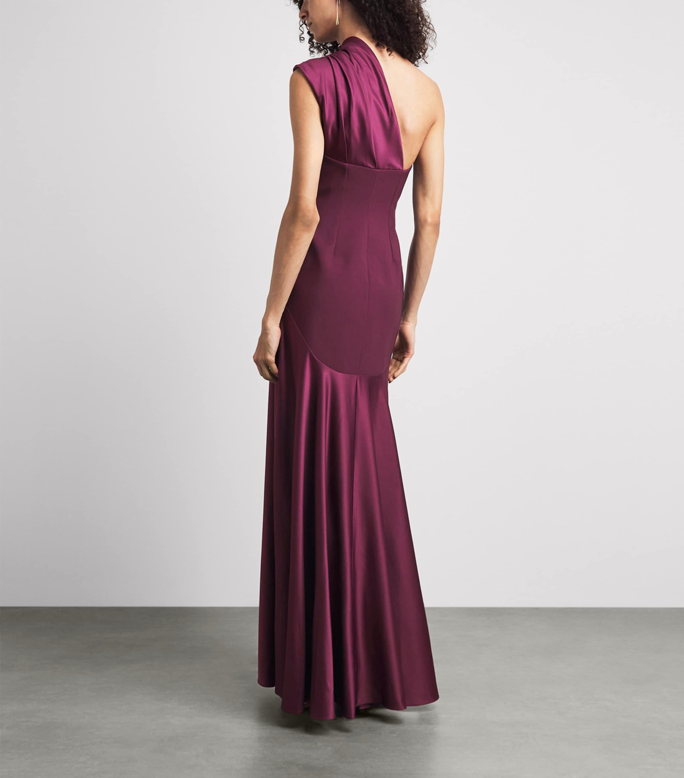 Solace London Womens One-Shoulder Satin Gabriela Gown Grape Image 4