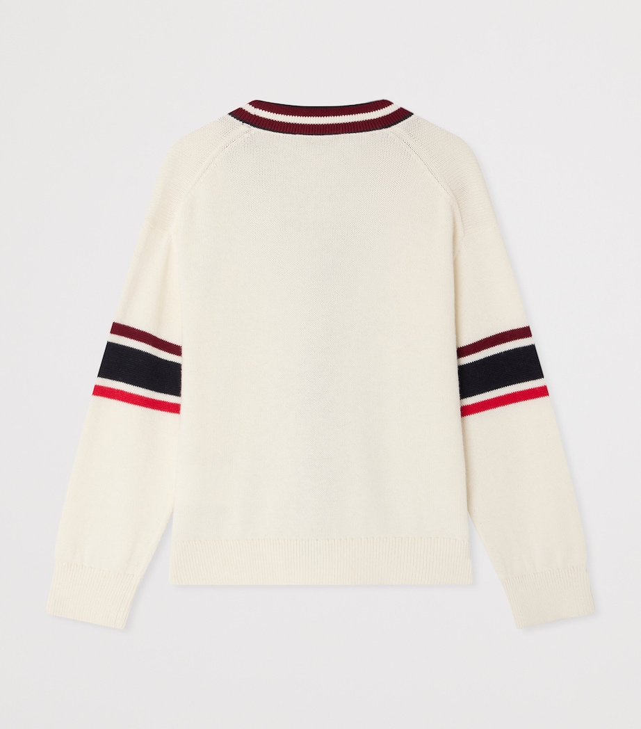 Bonpoint x Maison Kitsuné Cotton-Cashmere Appliqué Cardigan (10-14 Years) Ra Blanc Lait Image 2
