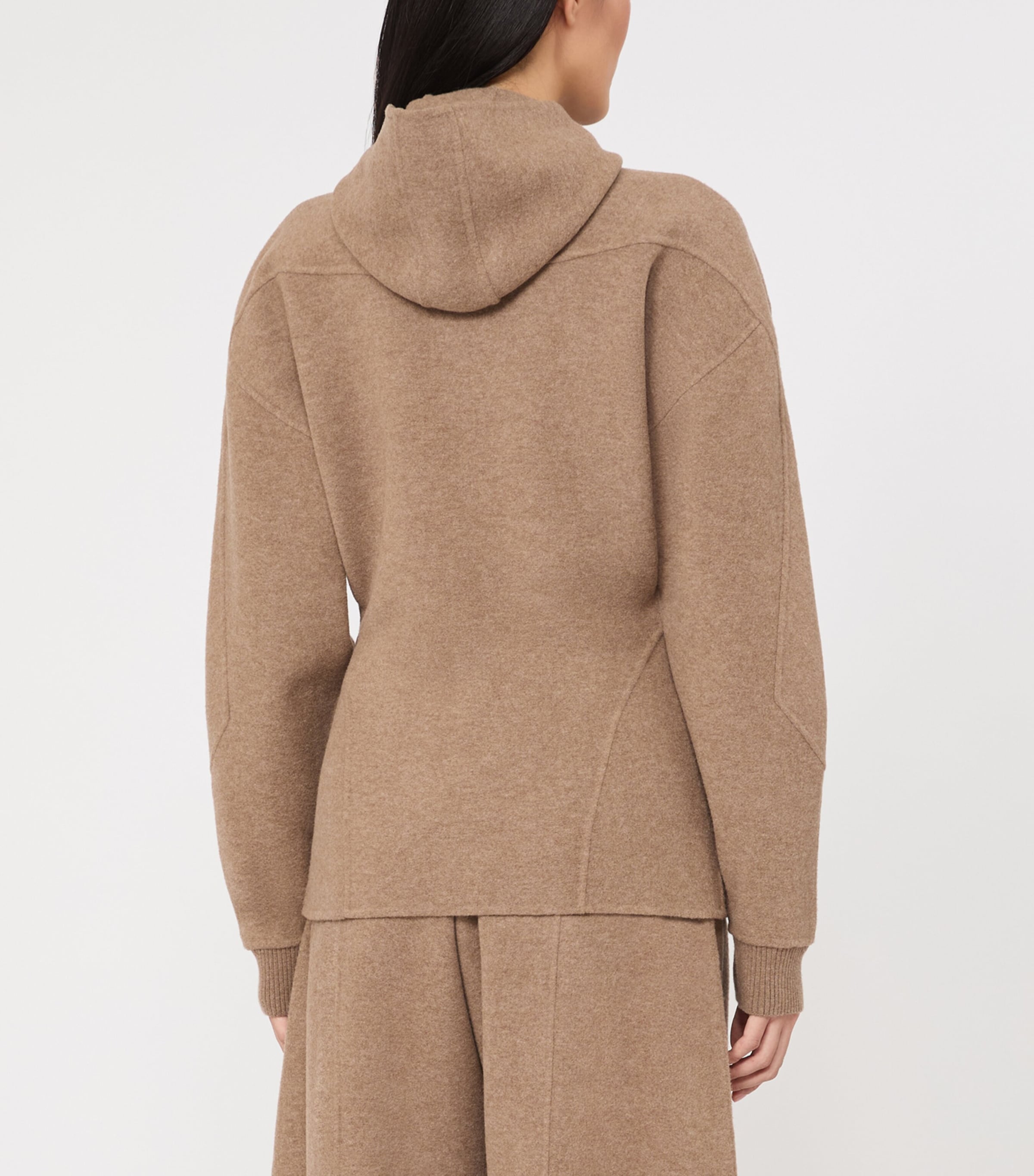 Max Mara Womens Virgin Wool-Blend Zip-Up Hoodie Beige Image 3
