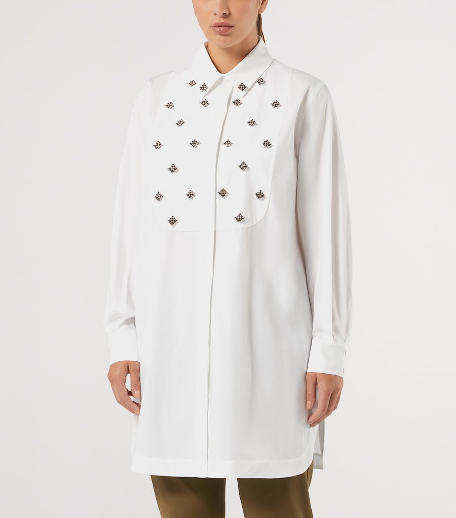 Marina Rinaldi Womens Embellished Longline Shirt Optical White Image 3