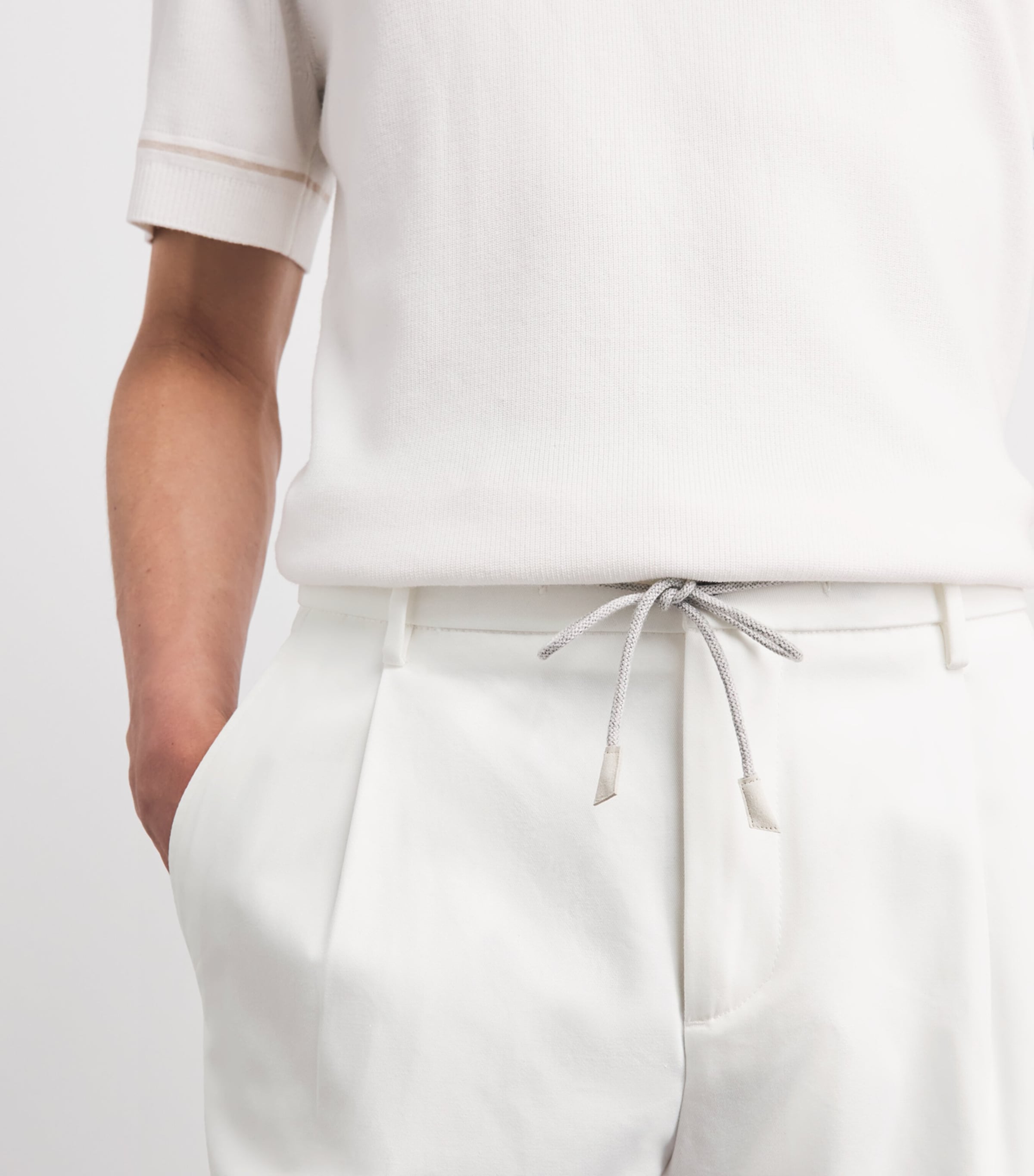 Eleventy Mens Cotton Cargo Trousers Bianco Image 3