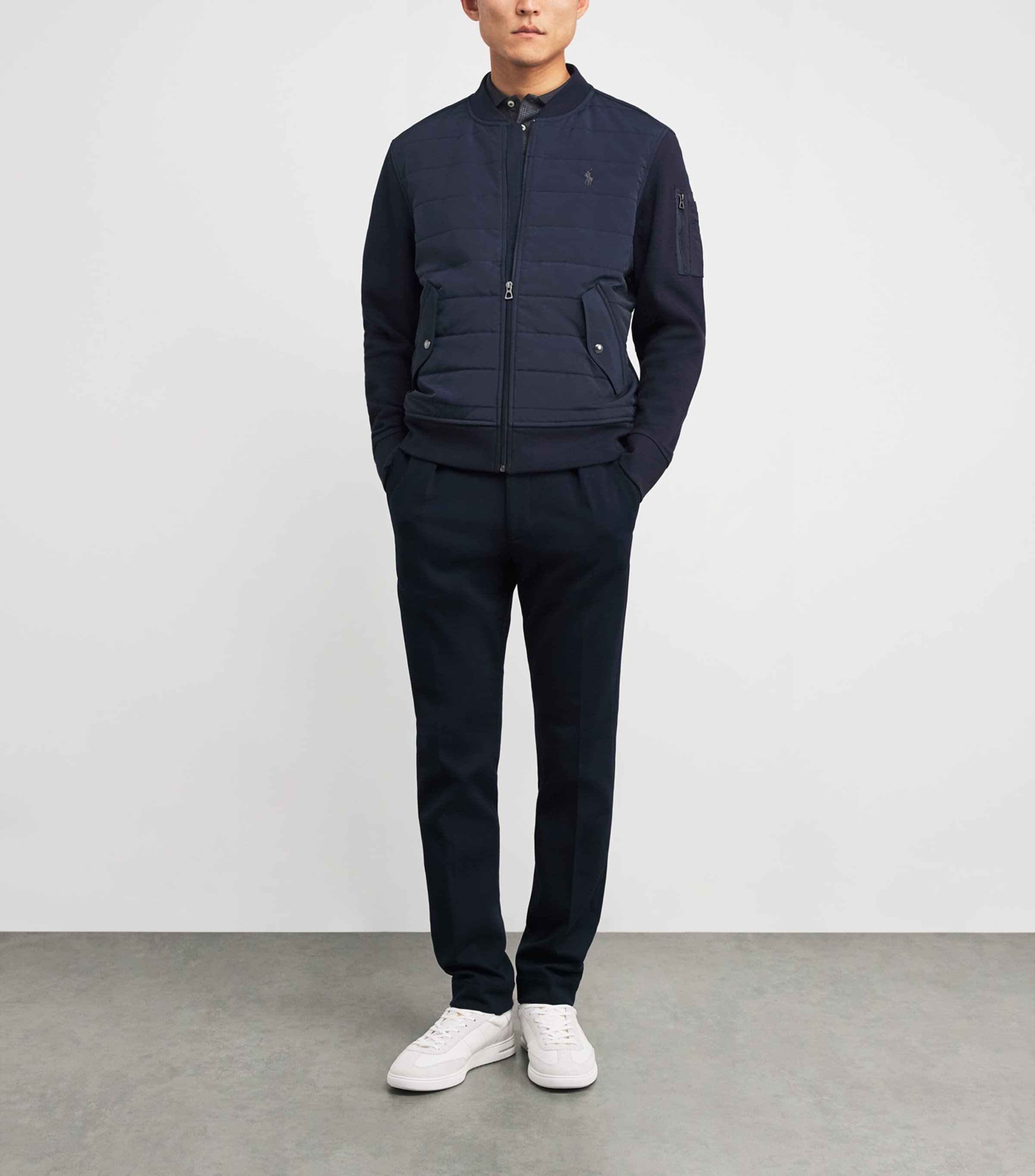 Cotton-Blend Hybrid Bomber Jacket AVIATOR NAVY Image 2