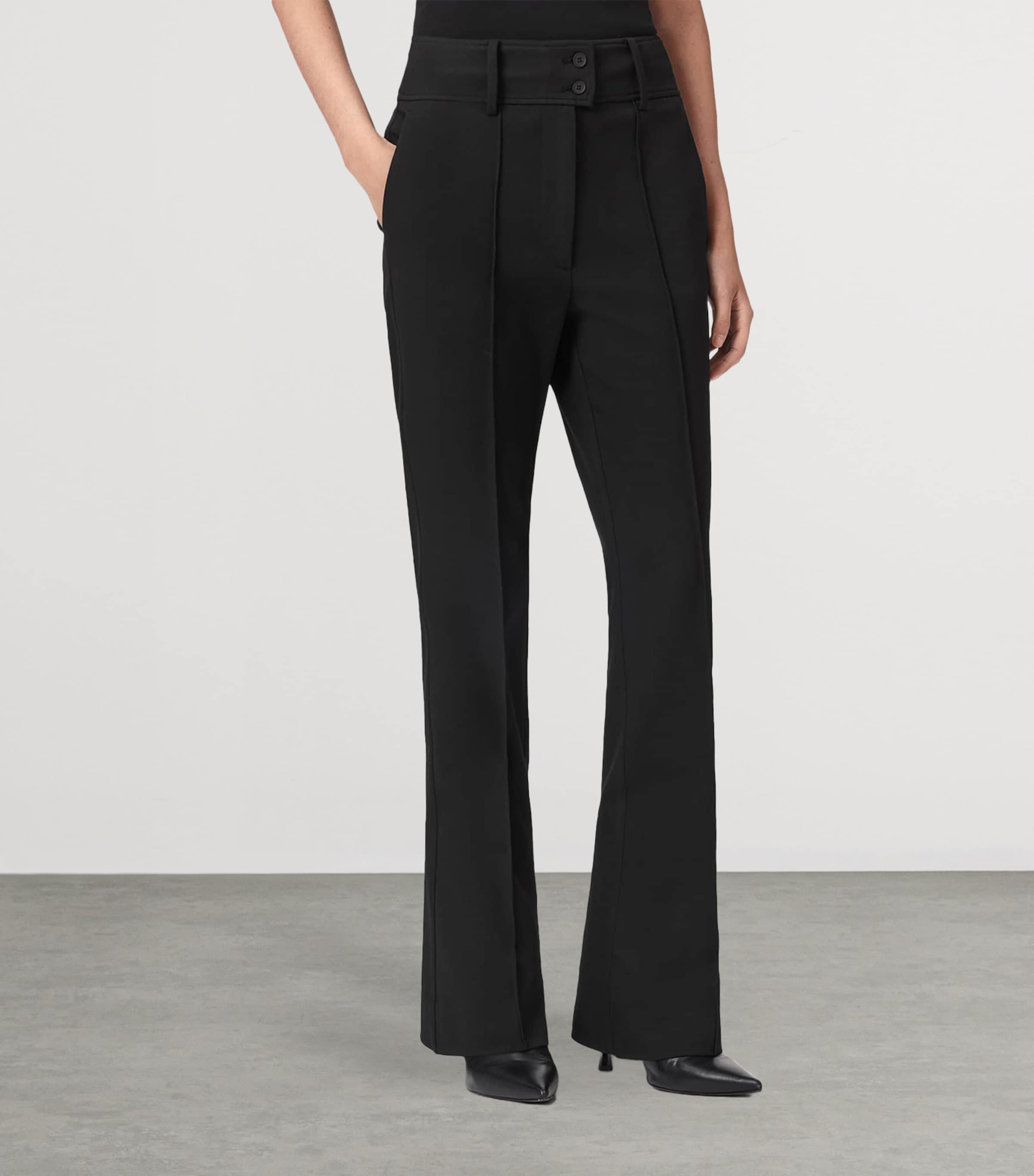 AllSaints Womens Astra Flared Trousers Black Image 3
