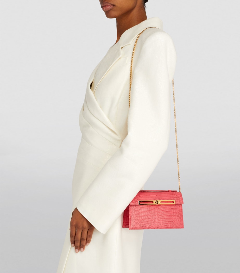 Mini Crocodile Emma Top-Handle Bag PINK MATTE Image 5