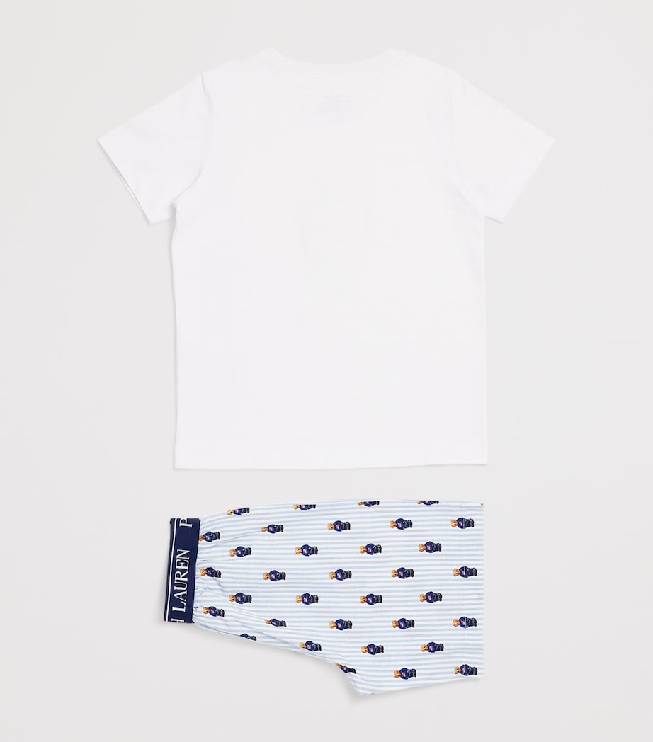Cotton Polo Bear T-Shirt and Shorts Pyjama Set (3-7 Years) WHITE/ELITE BLUE Image 2