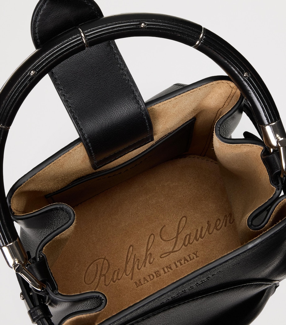 Ralph Lauren Collection Small Leather Floral Bucket Bag Black Image 5
