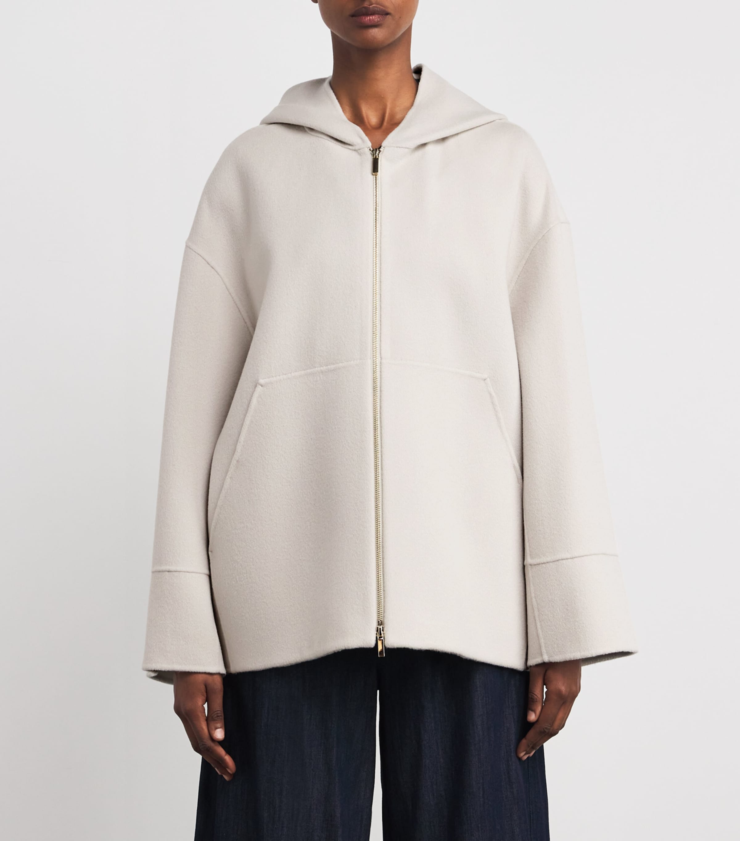 Virgin Wool Hooded Coat IVORY Image 3