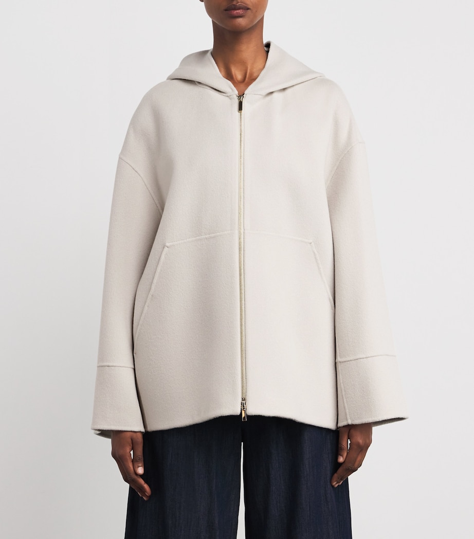 Virgin Wool Hooded Coat IVORY Image 3