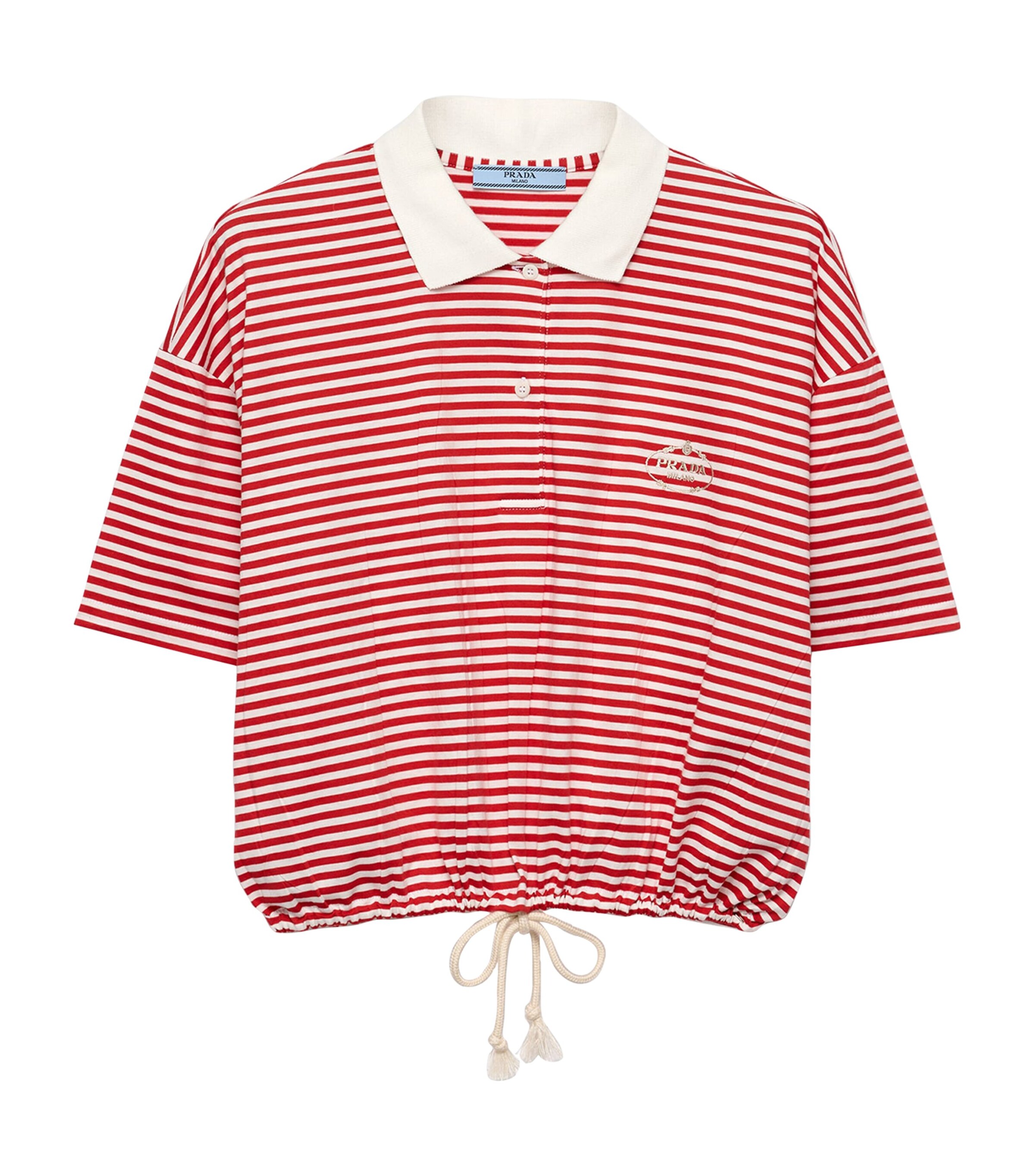 Prada Womens Cotton Stripe Polo Shirt Image 1
