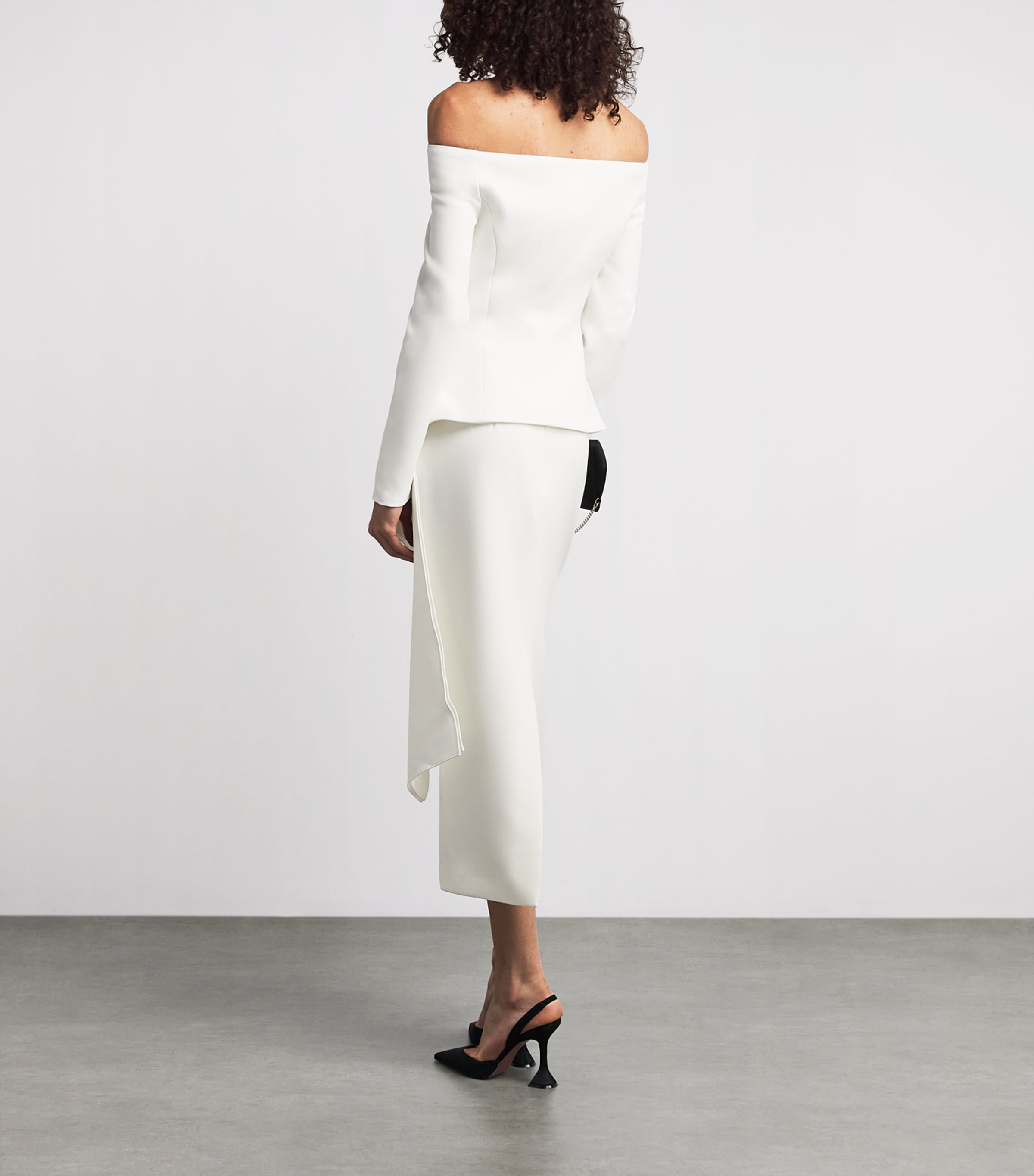Roland Mouret Womens Off-The-Shoulder Draped Jacket Cream Image 4