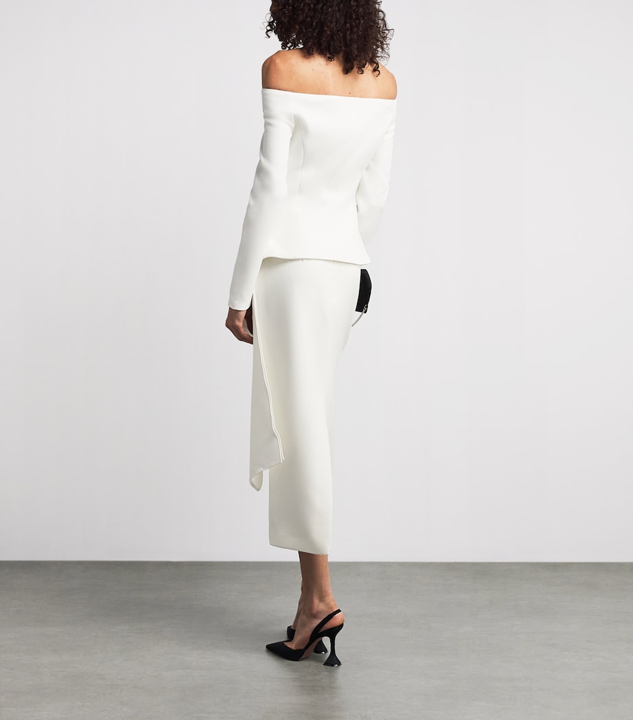 Roland Mouret Womens Off-The-Shoulder Draped Jacket Cream Image 4