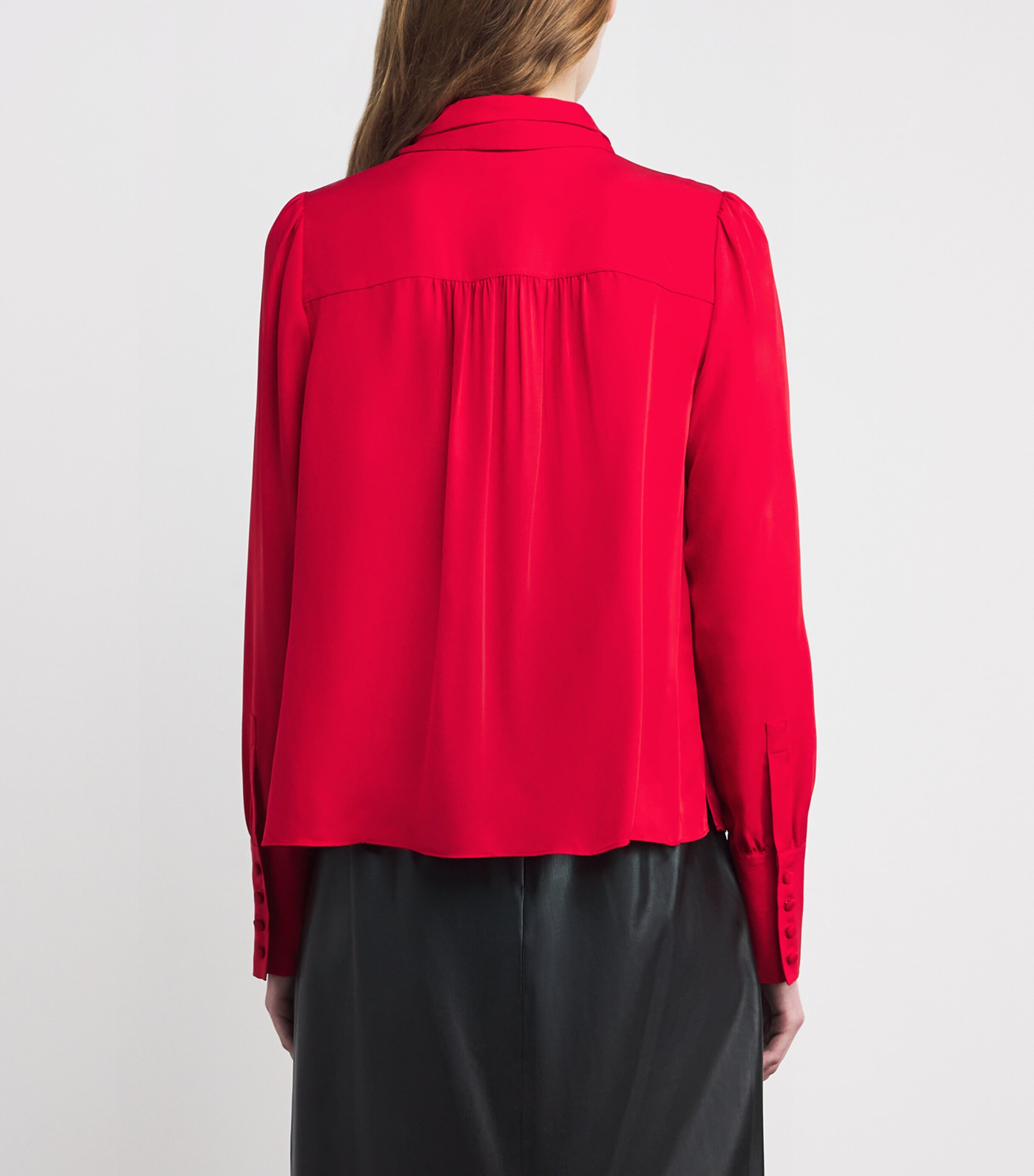 ME+EM Womens Silk Shirt and Tie True Scarlet Red Image 4
