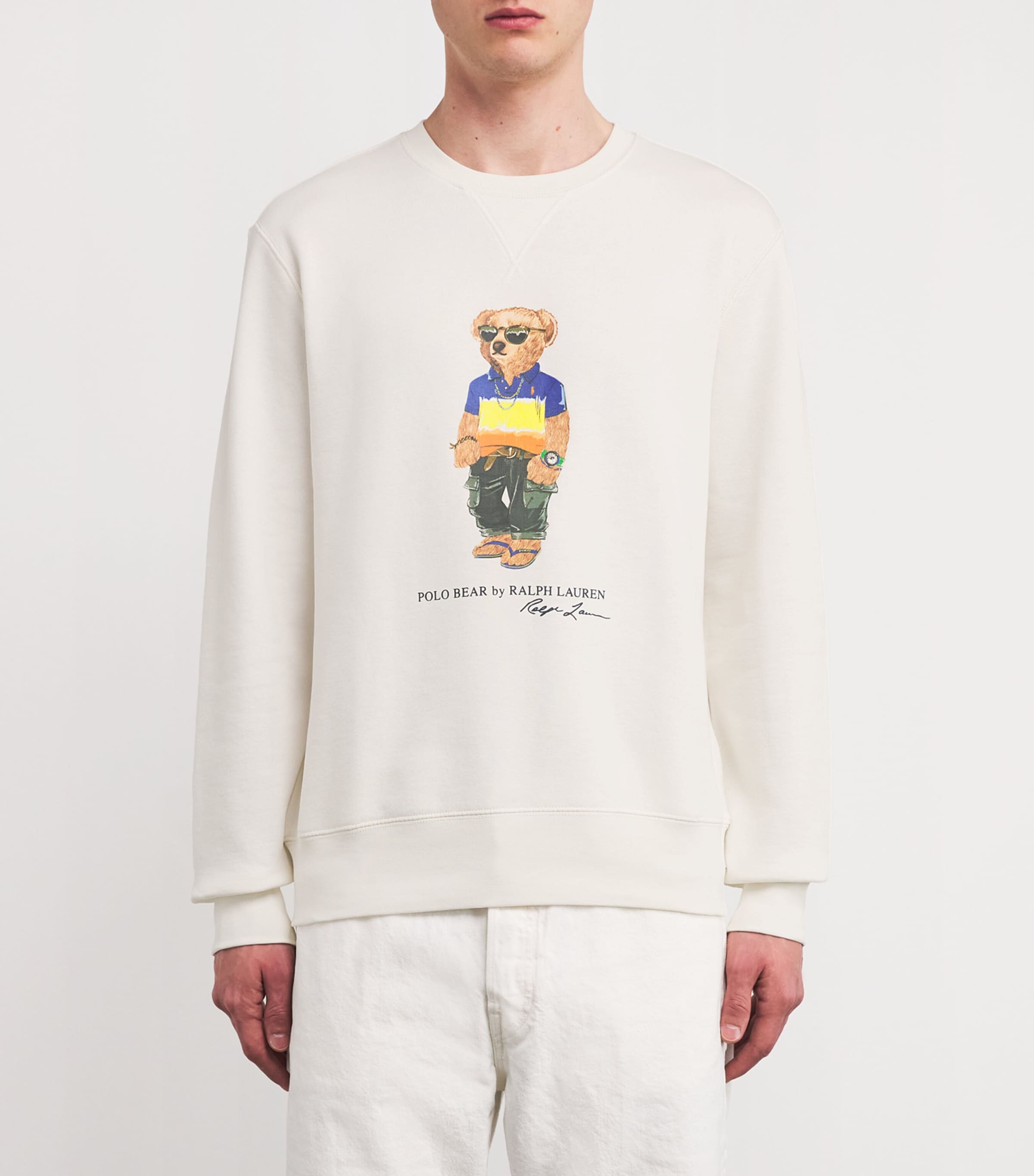 Cotton-Blend Polo Bear Sweatshirt WHITE Image 3