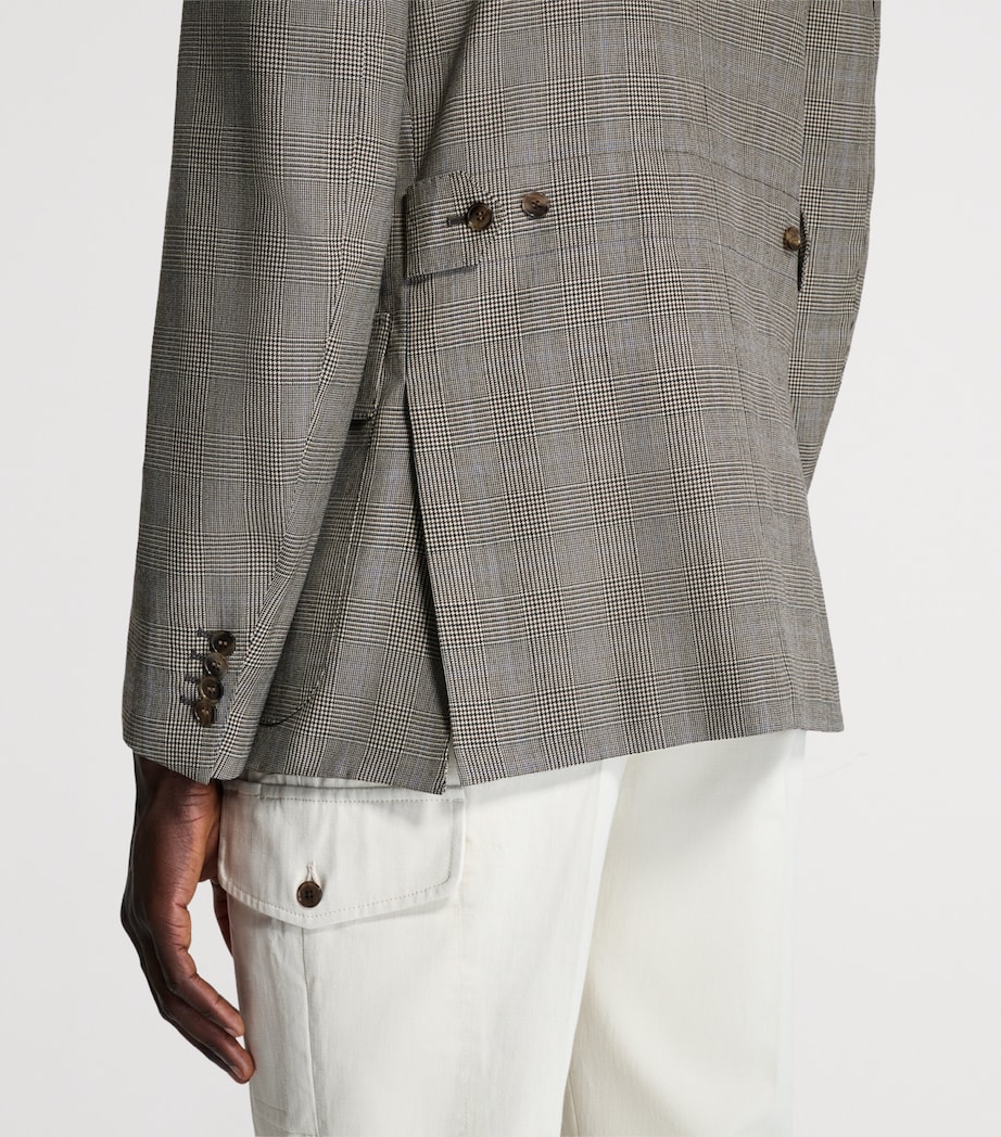Dunhill Mens Wool-Cashmere Check Cavendish Blazer Khaki Image 5