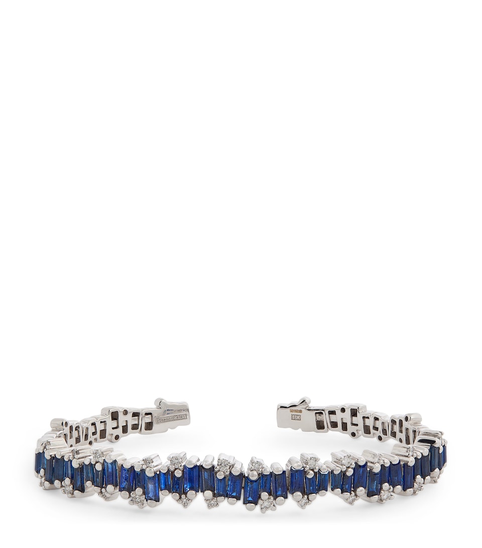 Suzanne Kalan White Gold, Diamond and Blue Sapphire and Shimmer Audrey Bangle Wg/db