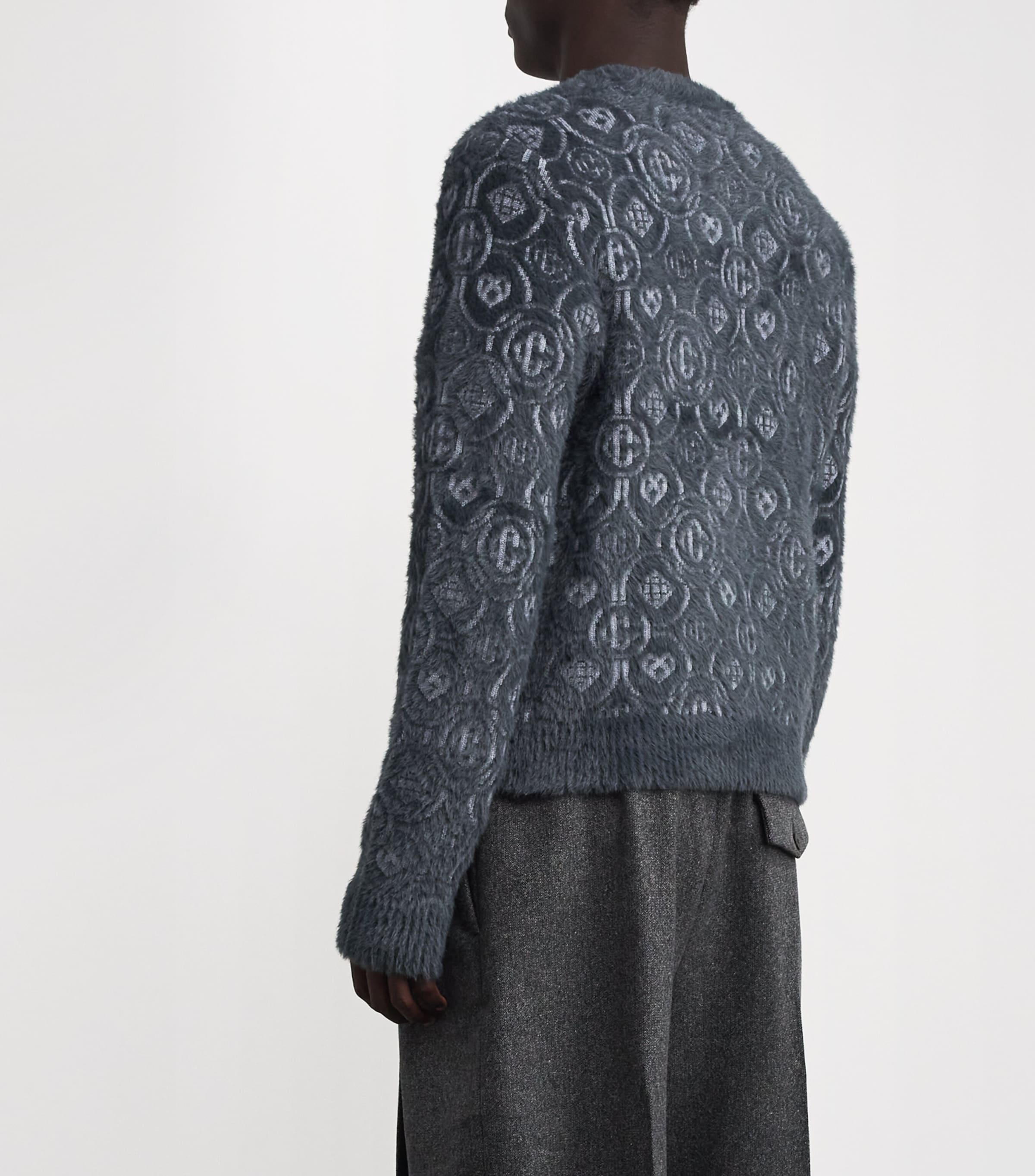 Wool-Blend Fluffy Monogram Sweater GREY Image 4