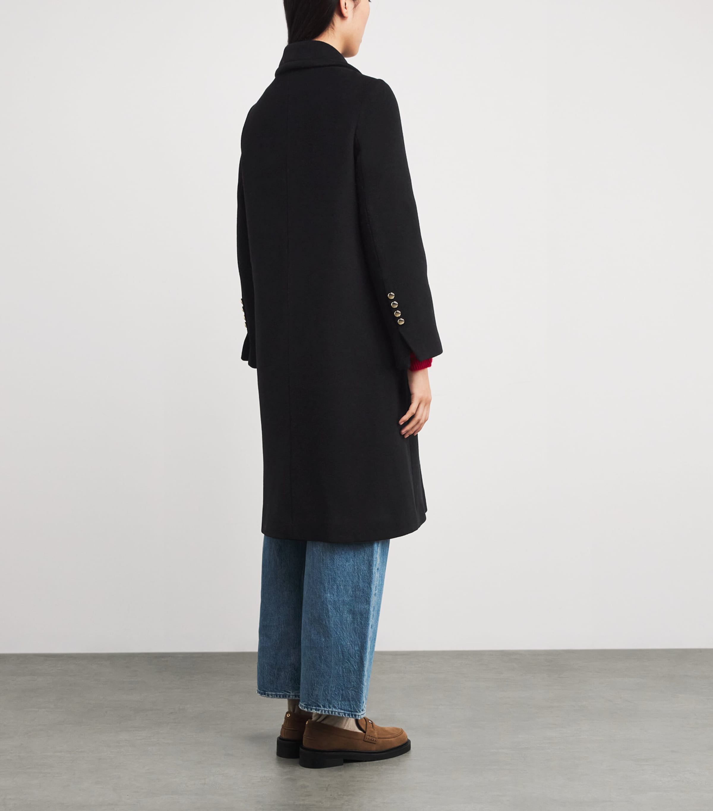 Wool-Blend Double-Breasted Pea Coat BLACK Image 4