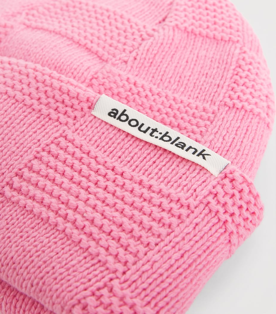 Cotton-Blend Checkerboard Knit Beanie PINK Image 4