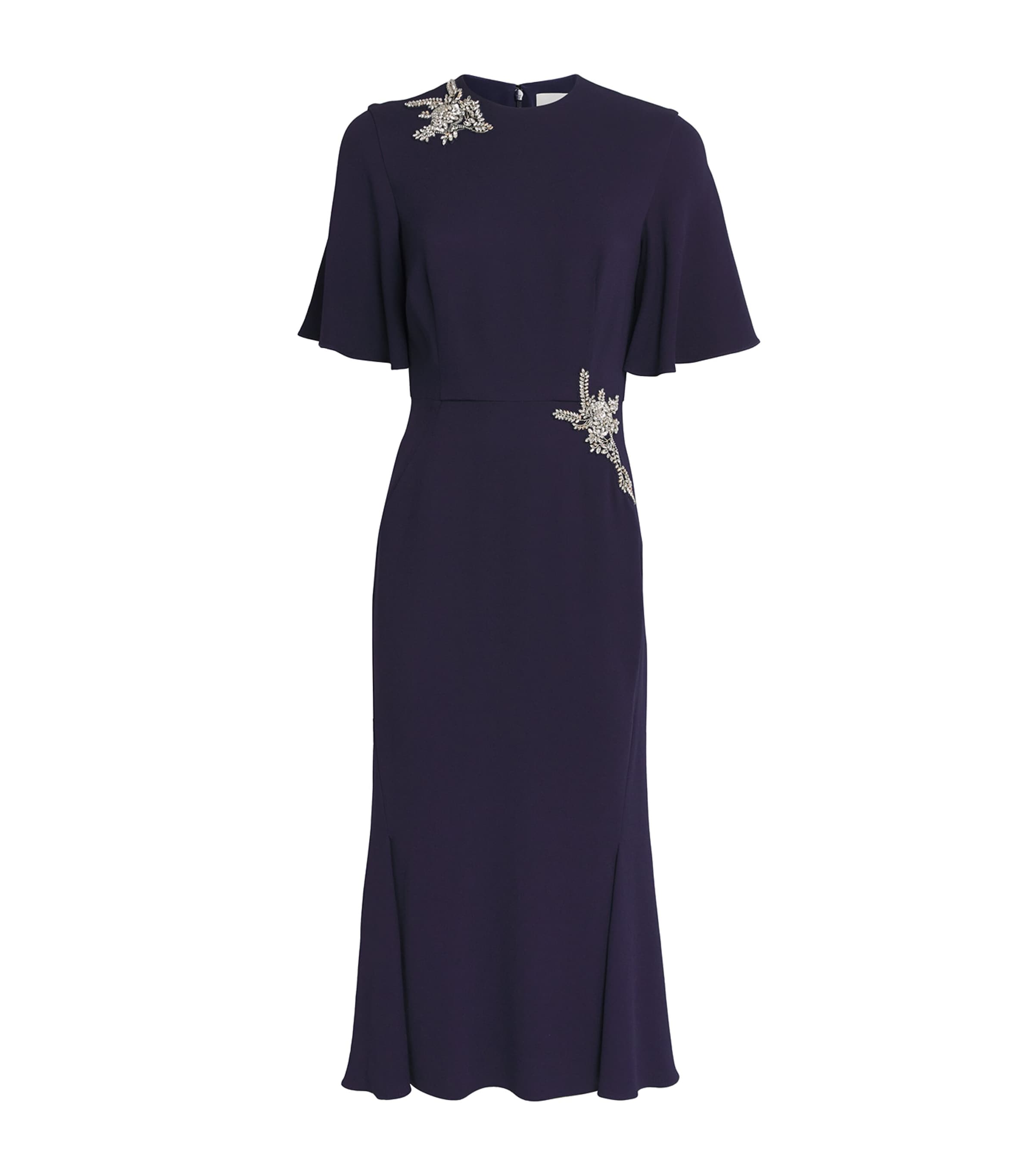 Erdem Womens Crystal-Embellished Midi Tunic Dress Midnight Image 1