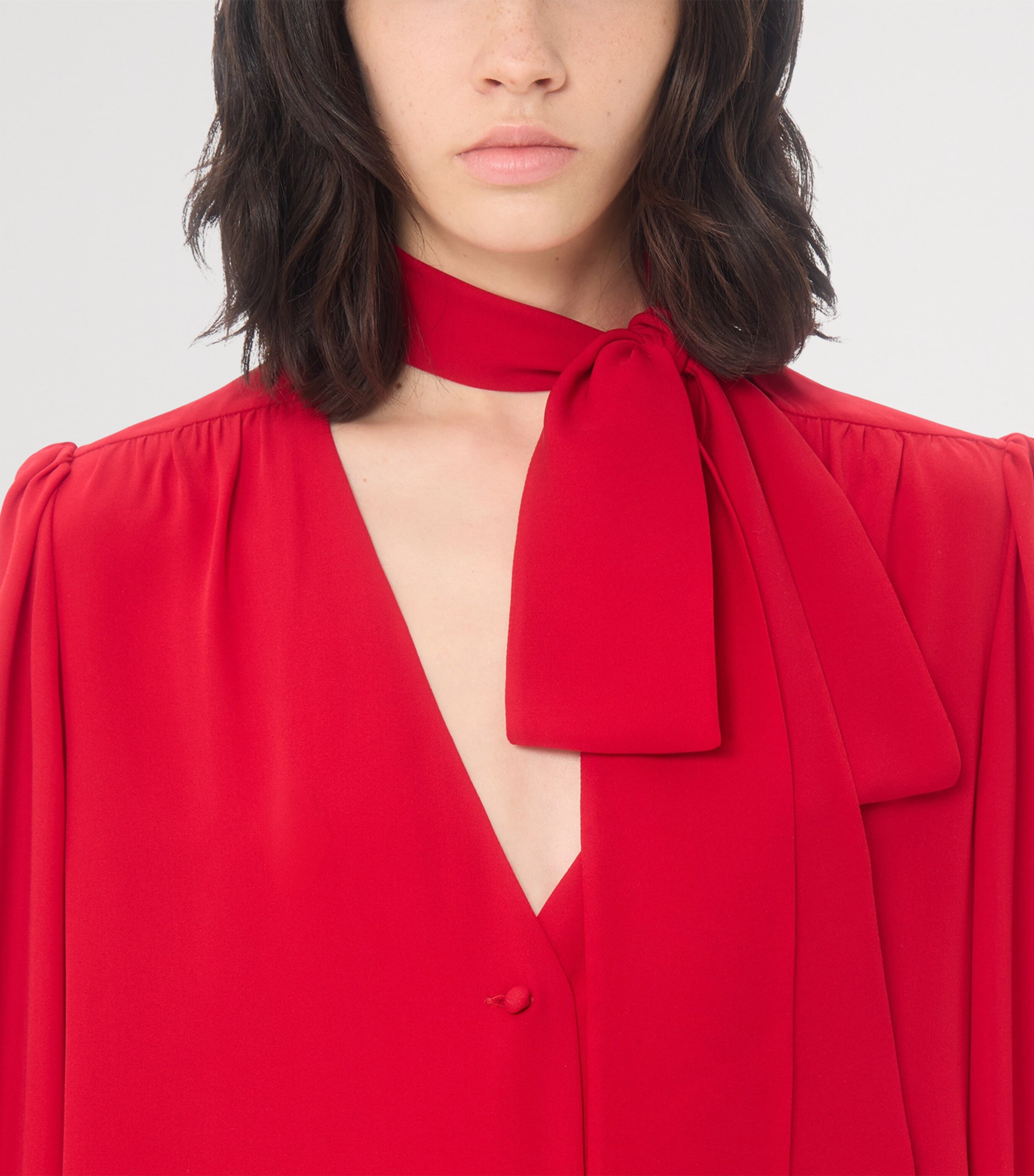 Valentino Womens Silk Tie-Detail Blouse Image 6