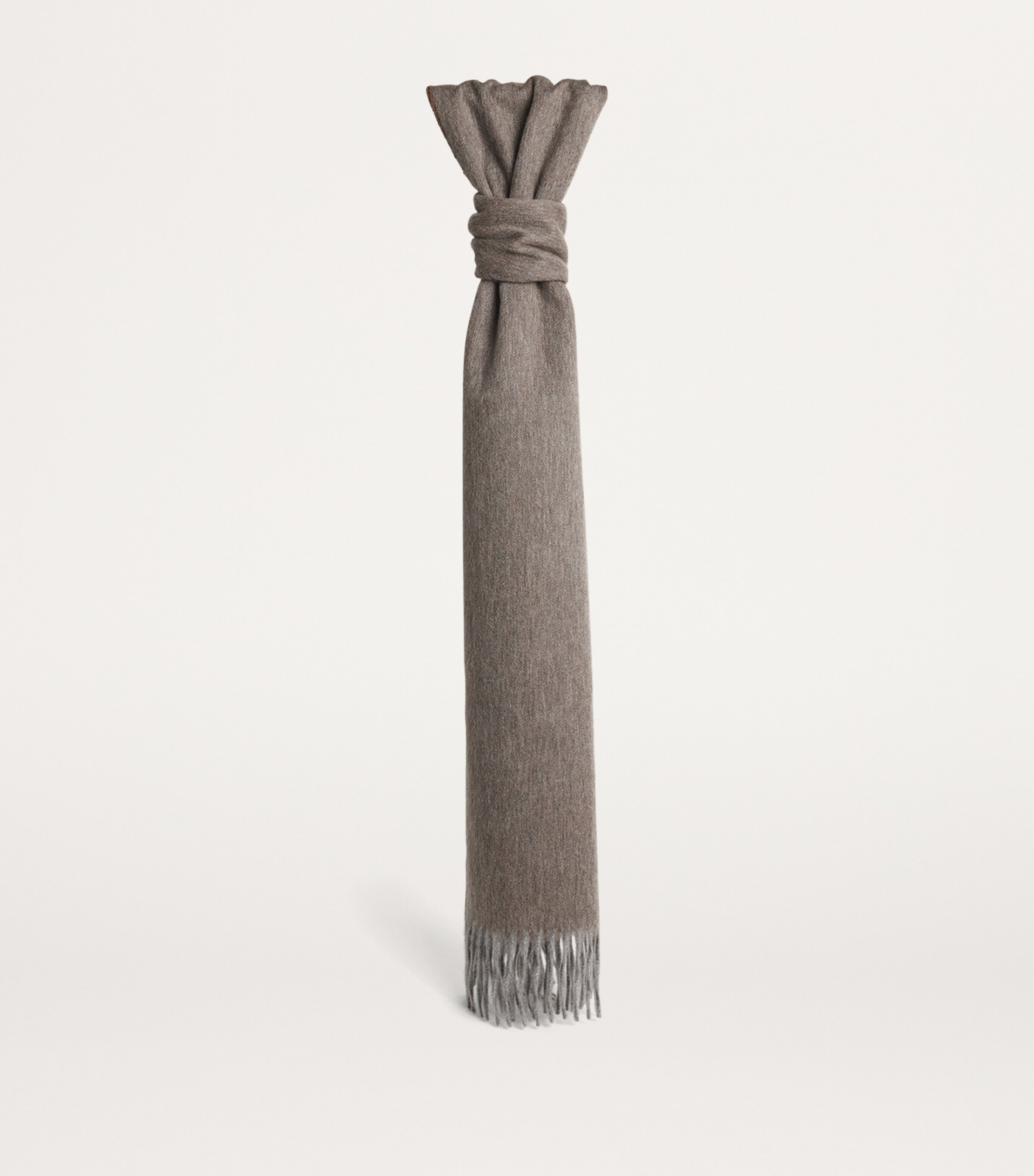 Begg x Co Cashmere Reversible Arran Scarf Flannel Mink Image 3