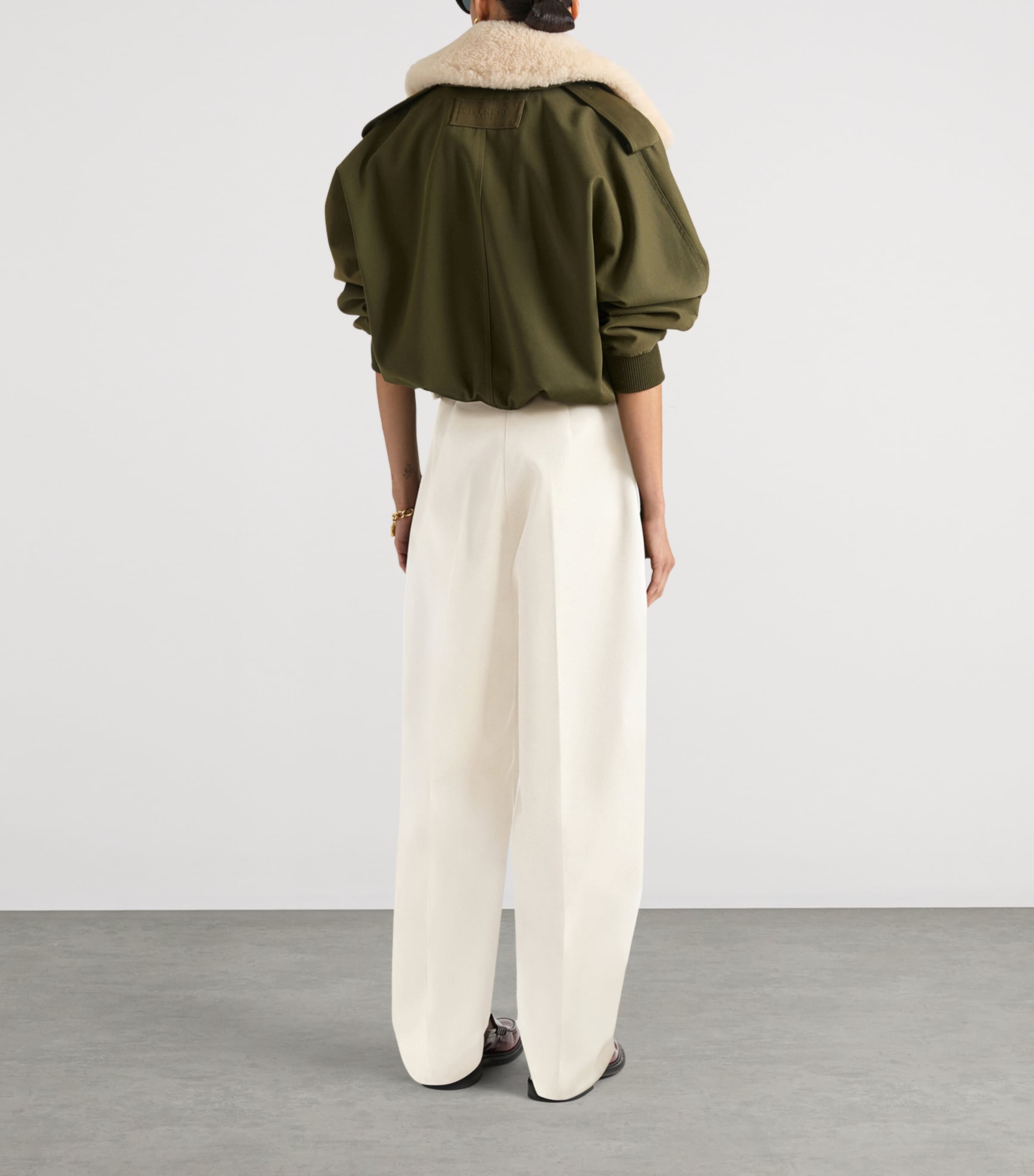 Cotton-Wool Shearling-Collar Bomber Jacket KHAKI Image 2