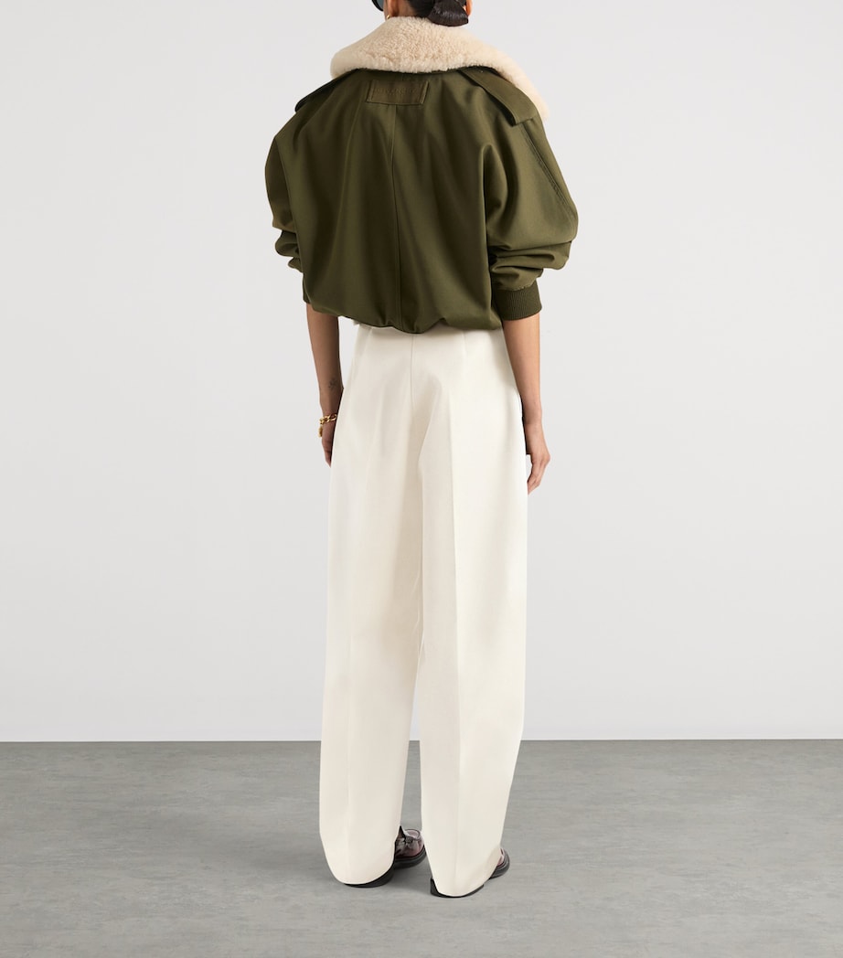 Cotton-Wool Shearling-Collar Bomber Jacket KHAKI Image 2