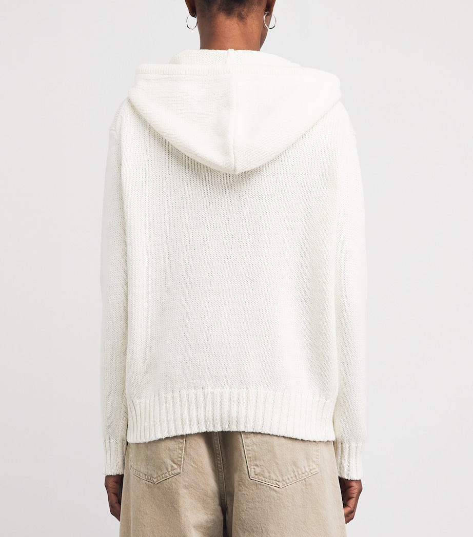 Polo Ralph Lauren Womens Polo Bear Knit Hoodie Parchment Cream Image 5
