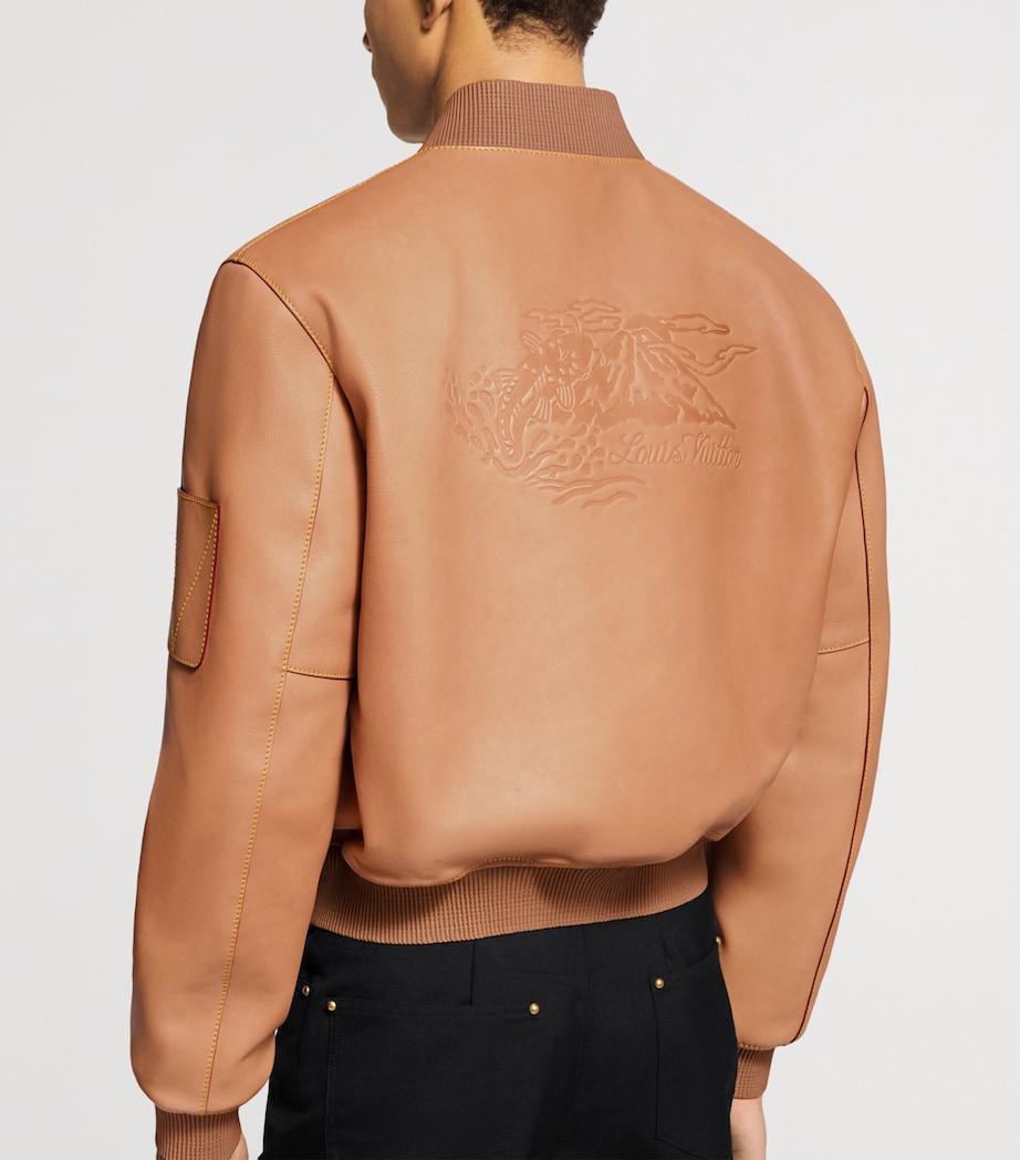 Leather Varsity Jacket NATURAL BEIGE Image 3