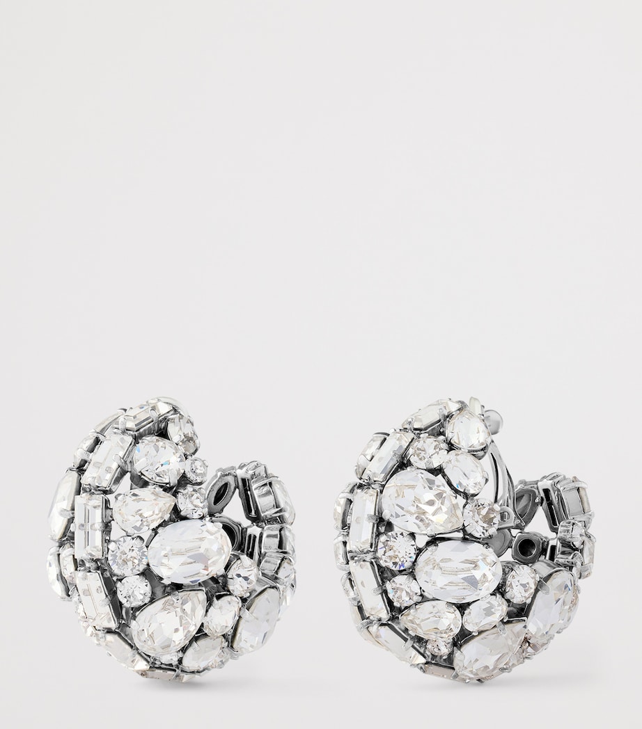Crystal-Embellished Clip-On Earrings SILVERY Image 3