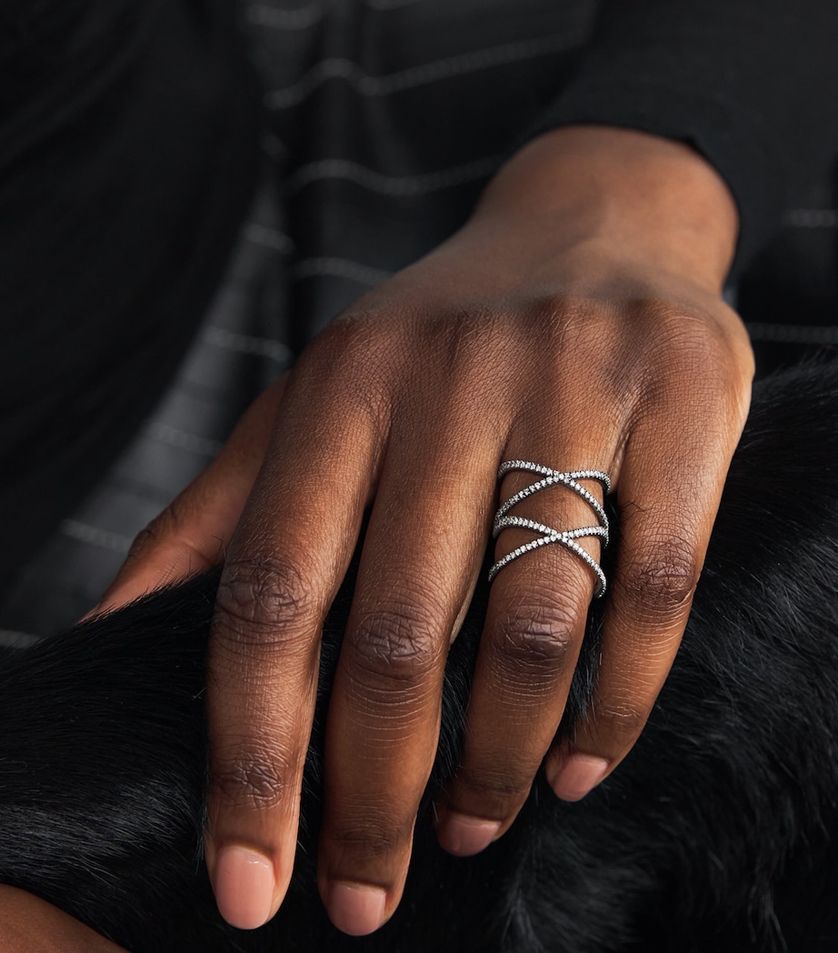 Blackened White Gold and Diamond XX Ring BLACK GOLD Image 2