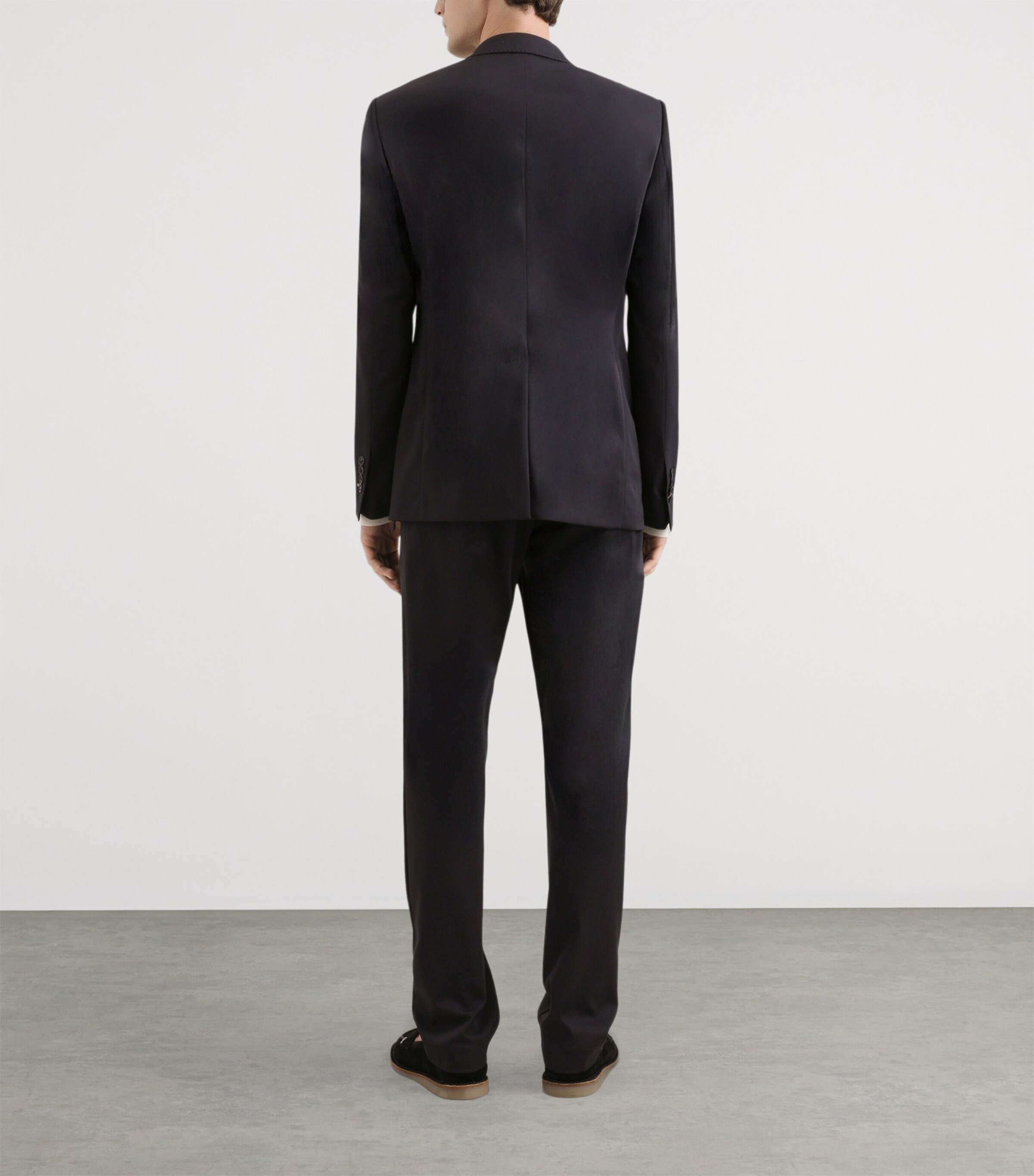 Dolce&Gabbana Mens Virgin Wool-Blend Drawstring Straight Trousers Very Dark Image 4