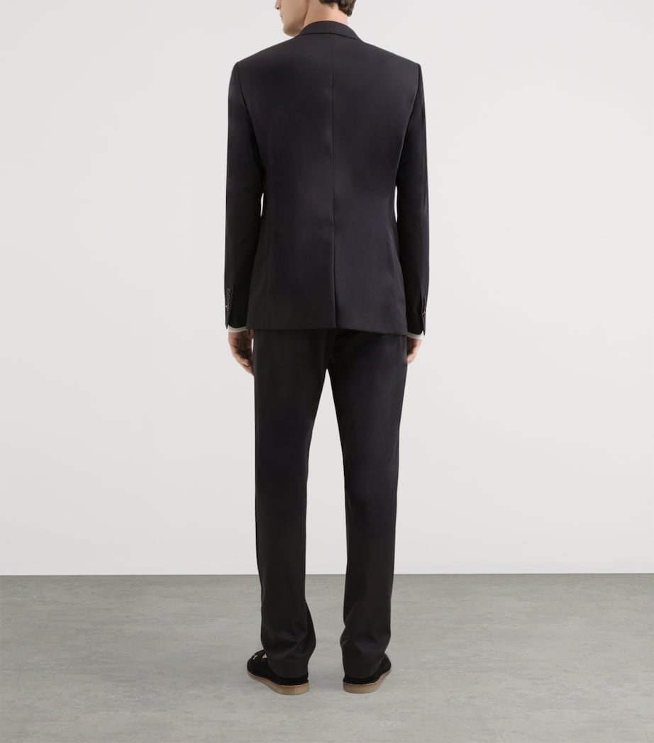 Dolce&Gabbana Mens Virgin Wool-Blend Drawstring Straight Trousers Very Dark Image 4