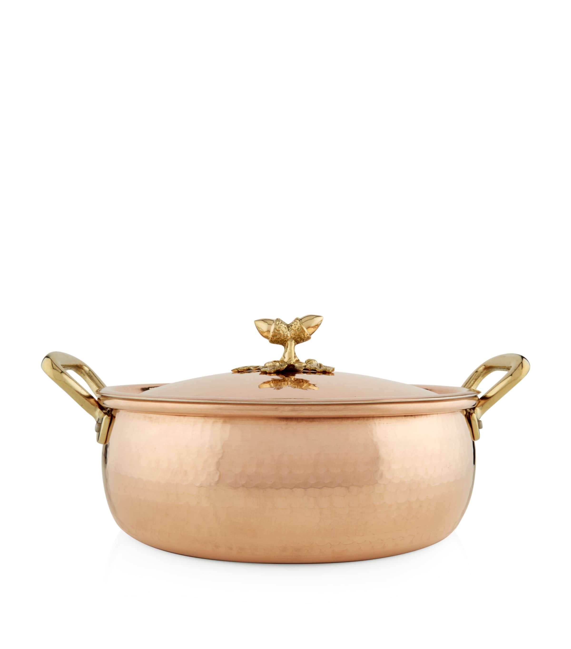 Ruffoni Historia Hammered Copper Braiser Pan With Lid In Gold