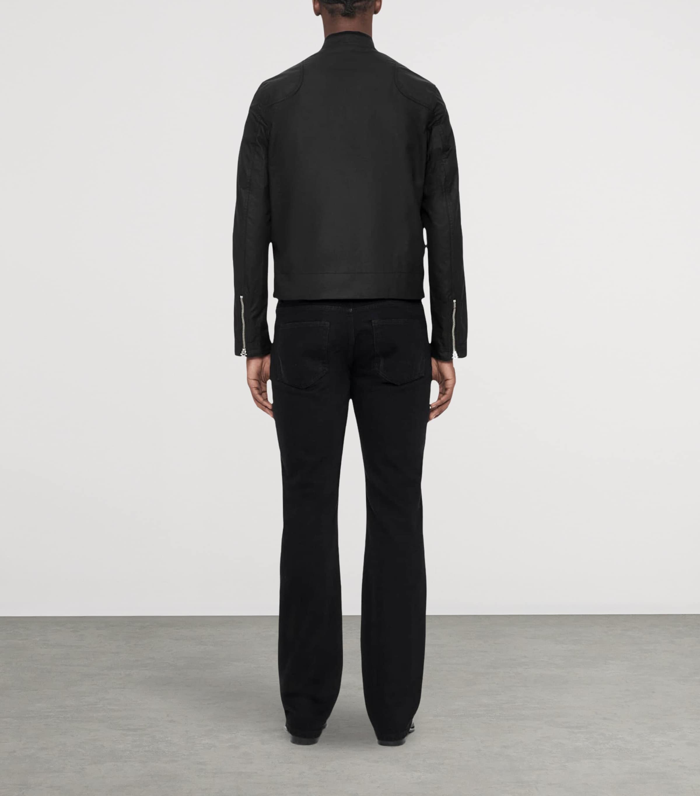 AllSaints Mens Waxed Cotton Kirk Jacket Washed Black Image 7
