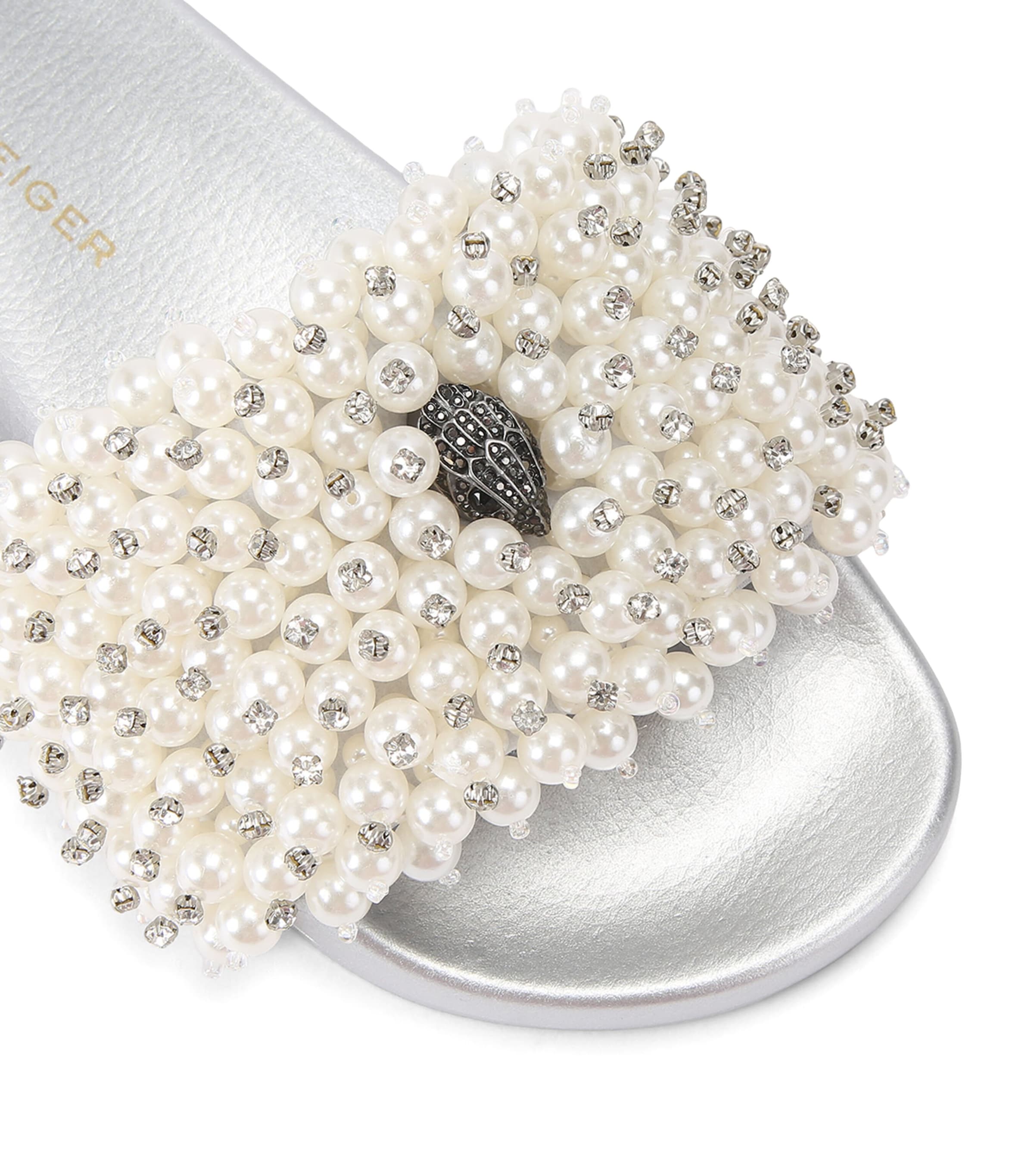 Kurt Geiger London Embellished Meena Eagle Slides Cream Image 4