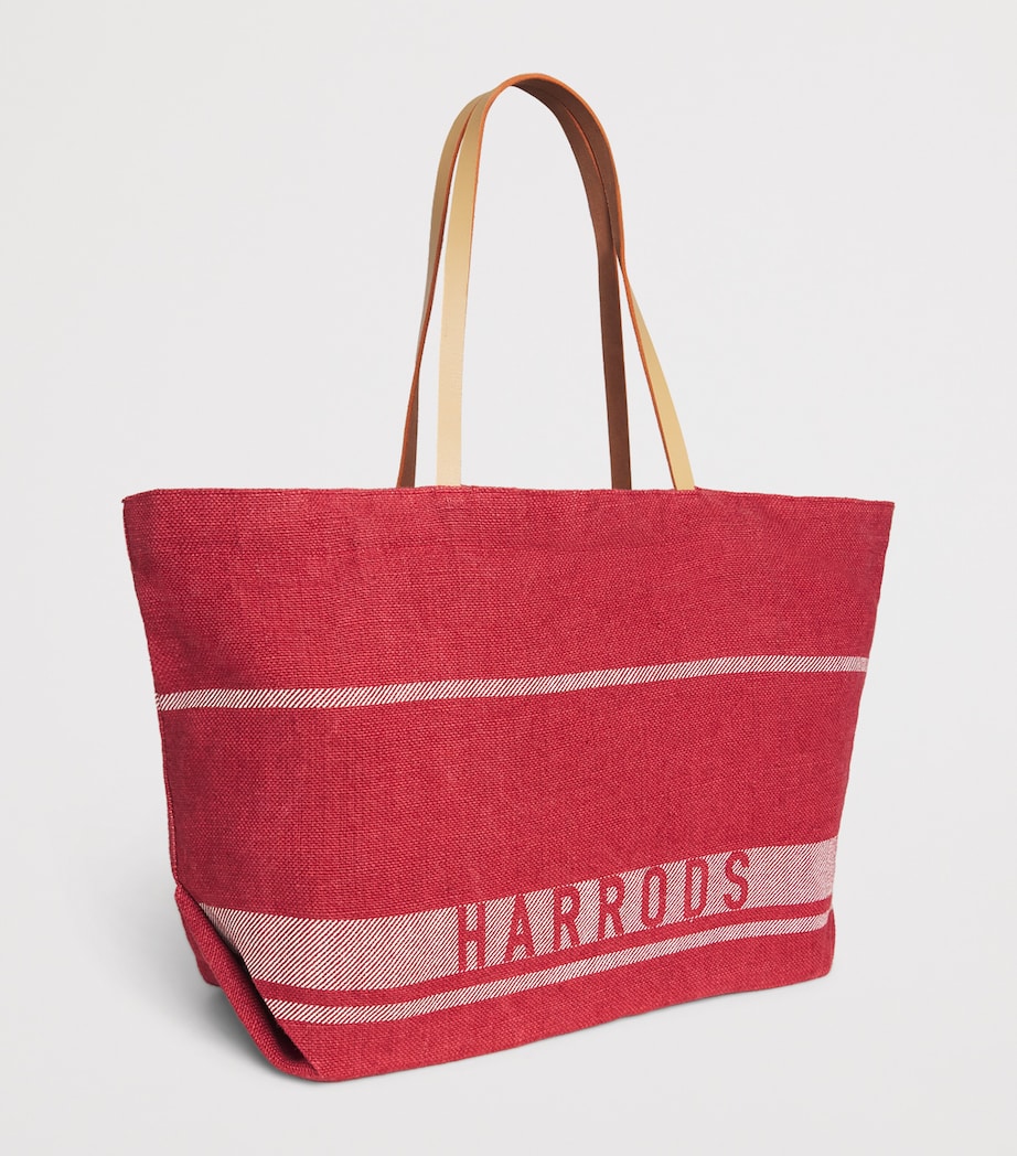 Harrods Jute Stripe Shopper Bag Red Image 2