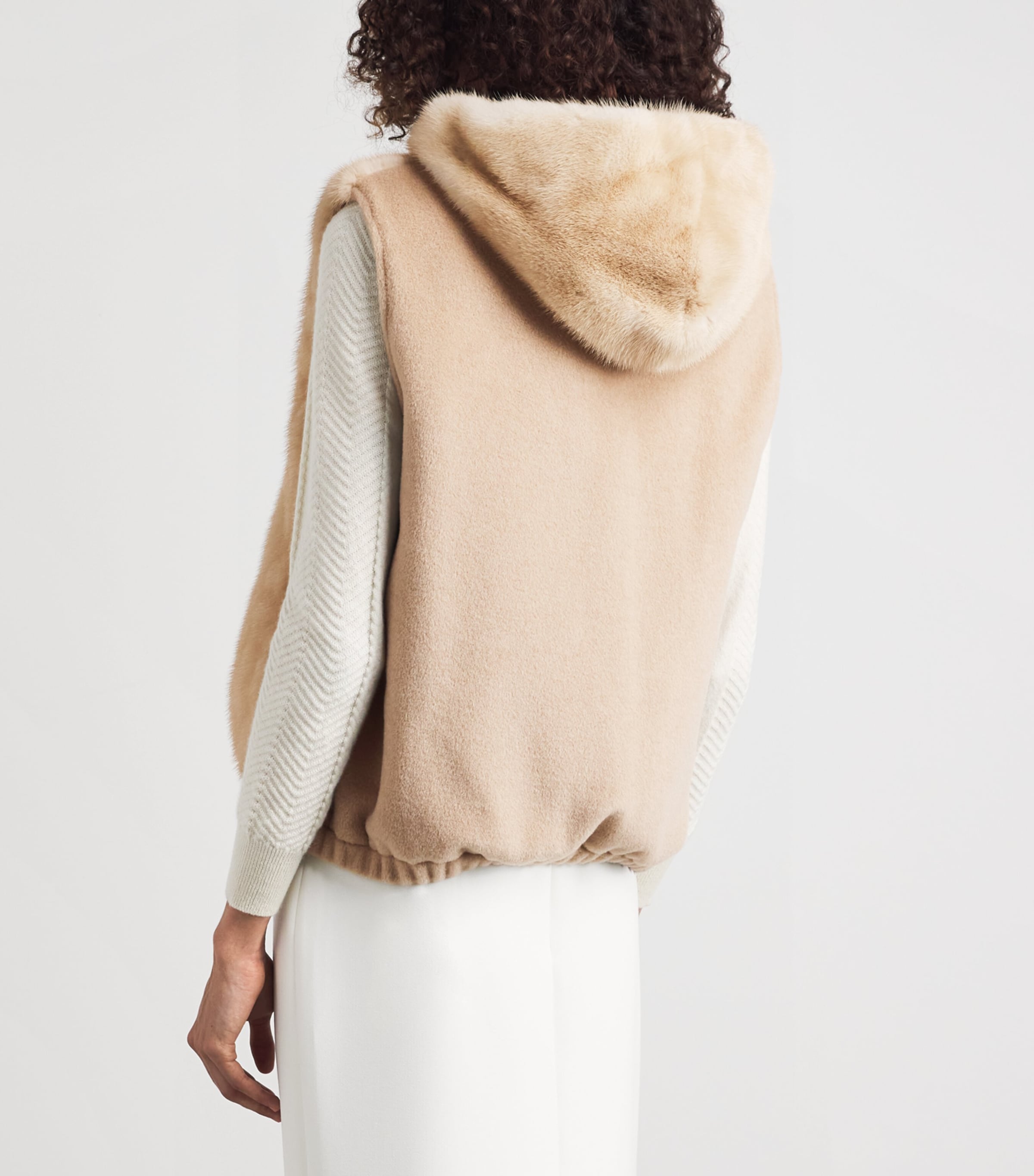 Fabiana Filippi Womens Mink Fur Hooded Gilet Acero Image 5