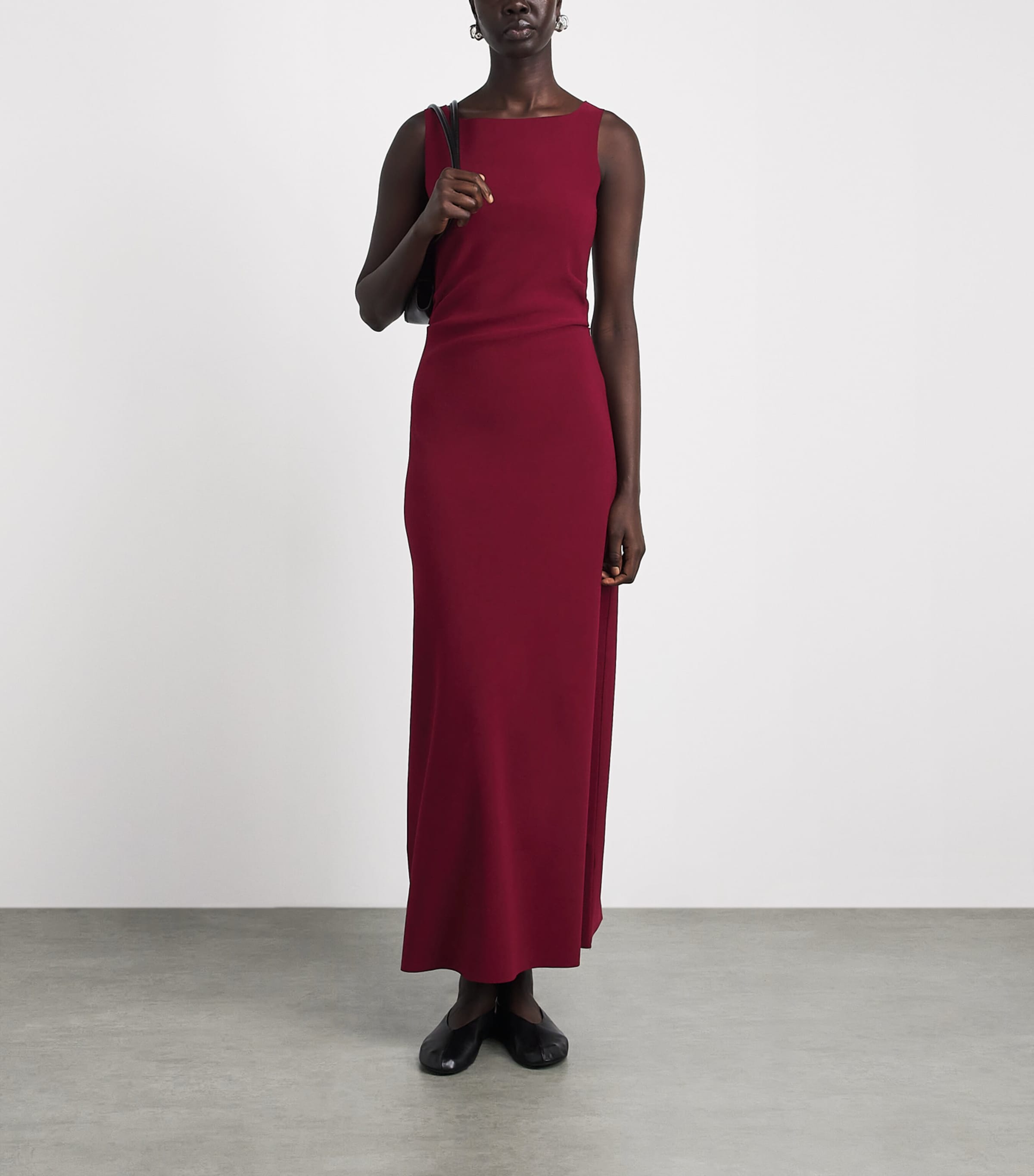 Birrot Womens Lay 2 Draped Midi Dress Burgundy Image 2