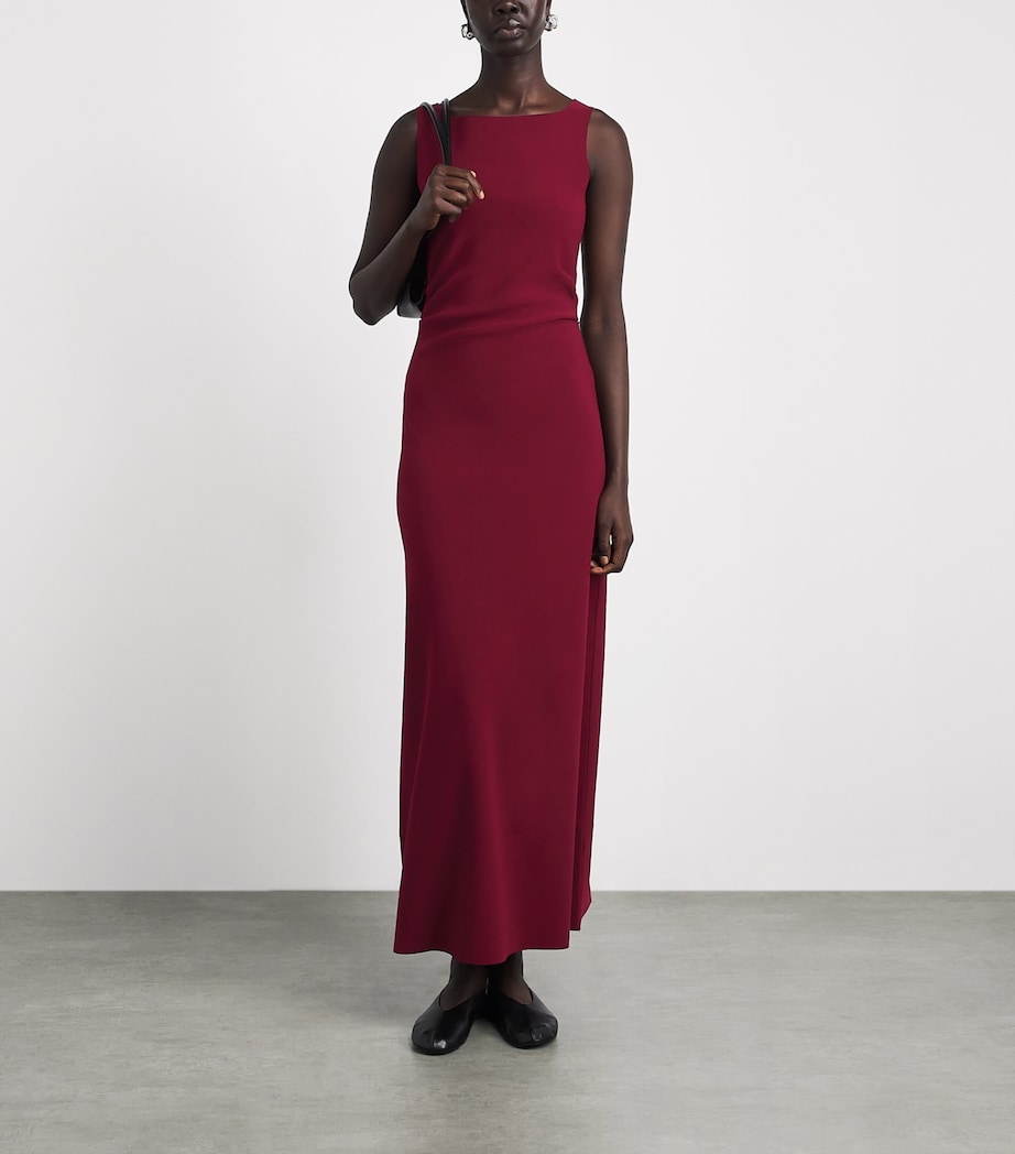 Birrot Womens Lay 2 Draped Midi Dress Burgundy Image 2