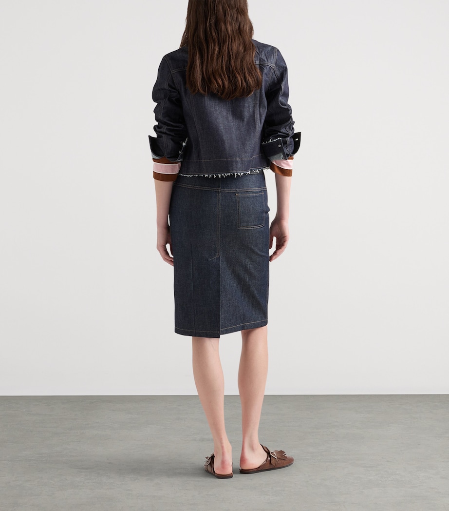 Prada Womens Denim Midi Pencil Skirt Image 5